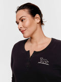 P.A. Plus Black Waffle Henley Long Sleeve Top