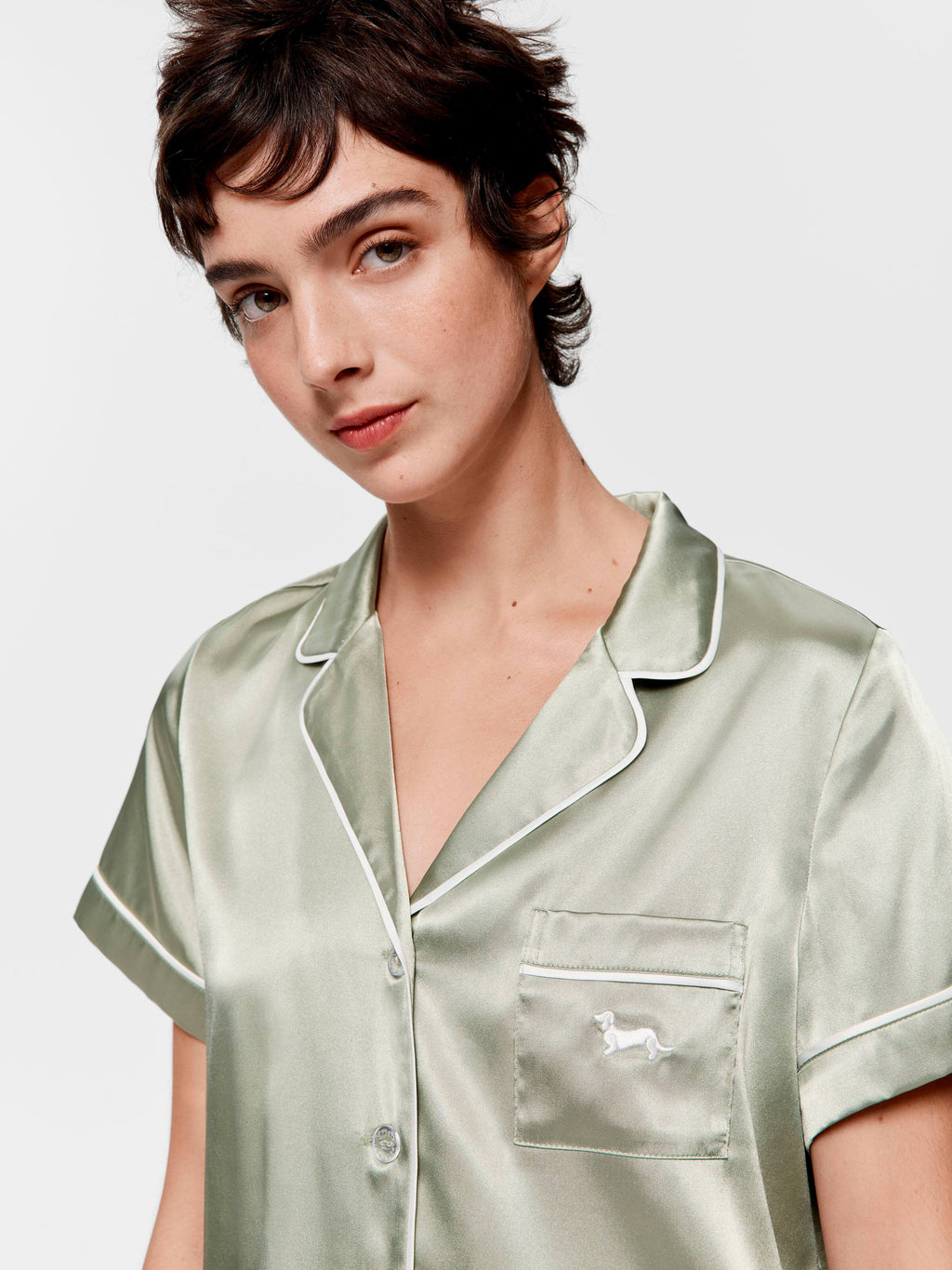 Sage Chic Satin Shortie Pj Set