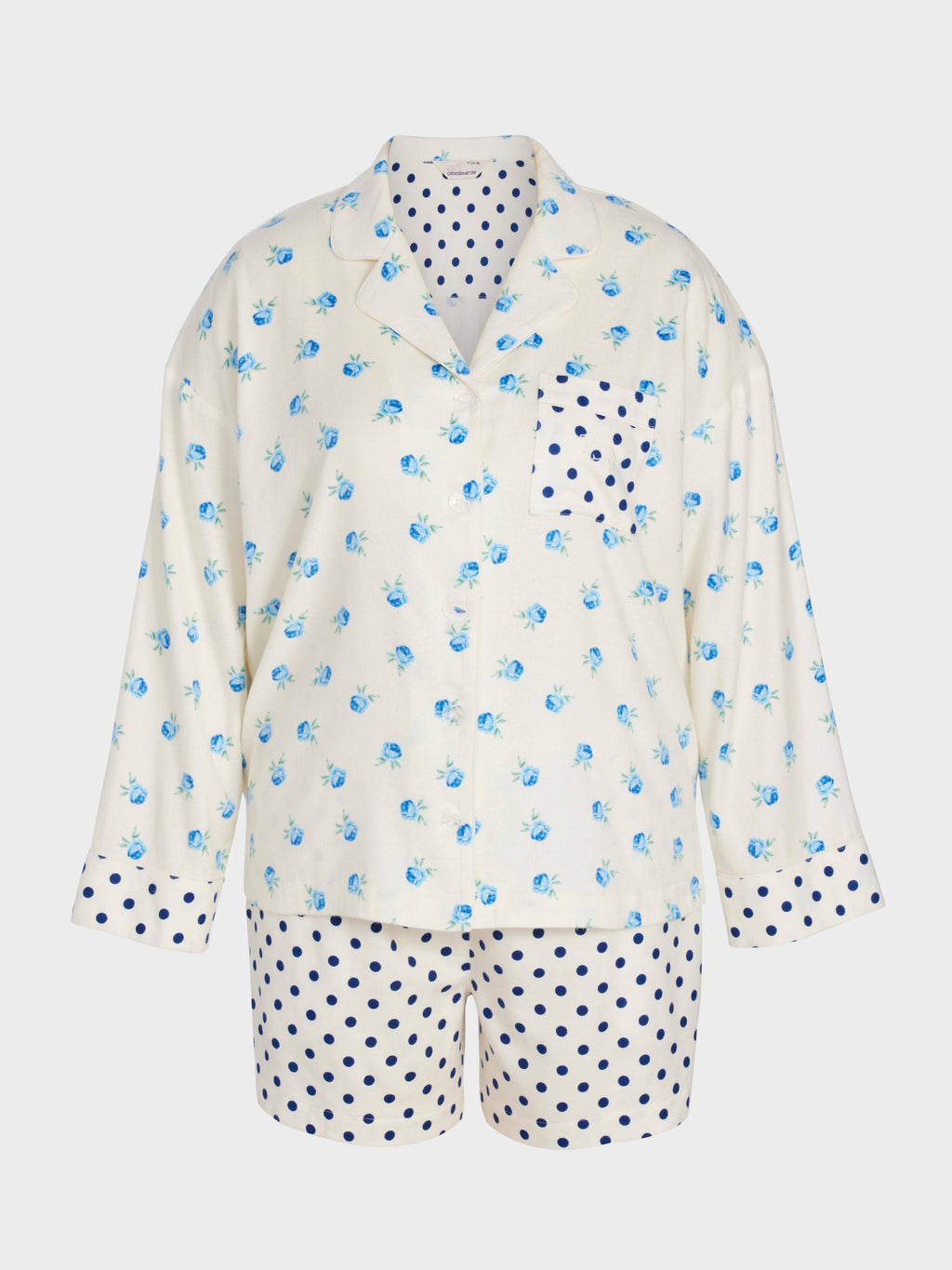 P.A. Plus Floral Spot Bamboo Flannelette Shirt & Short Pj Set