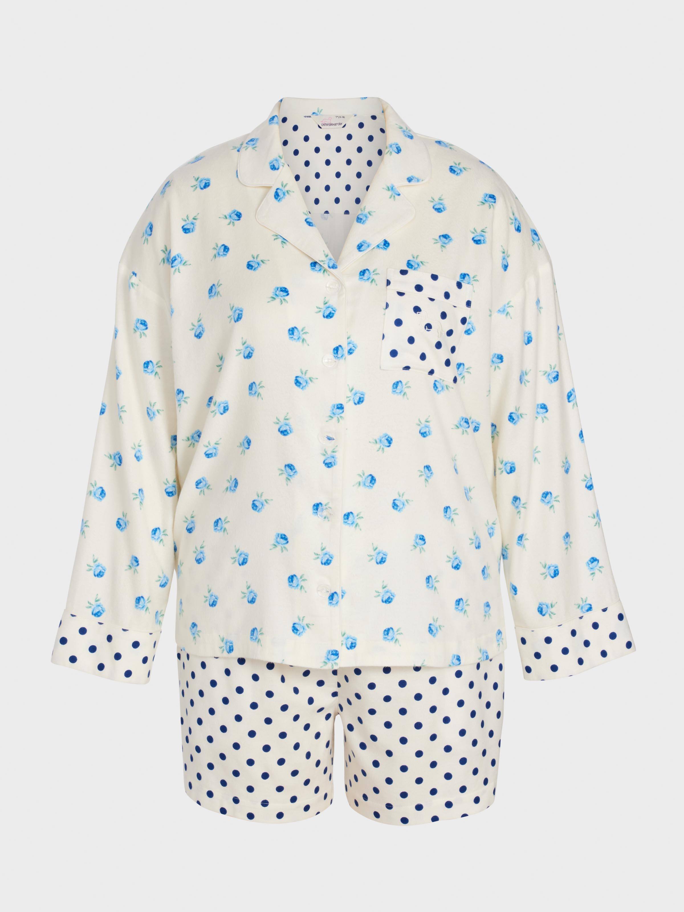 P.A. Plus Floral Spot Bamboo Flannelette Shirt & Short Pj Set