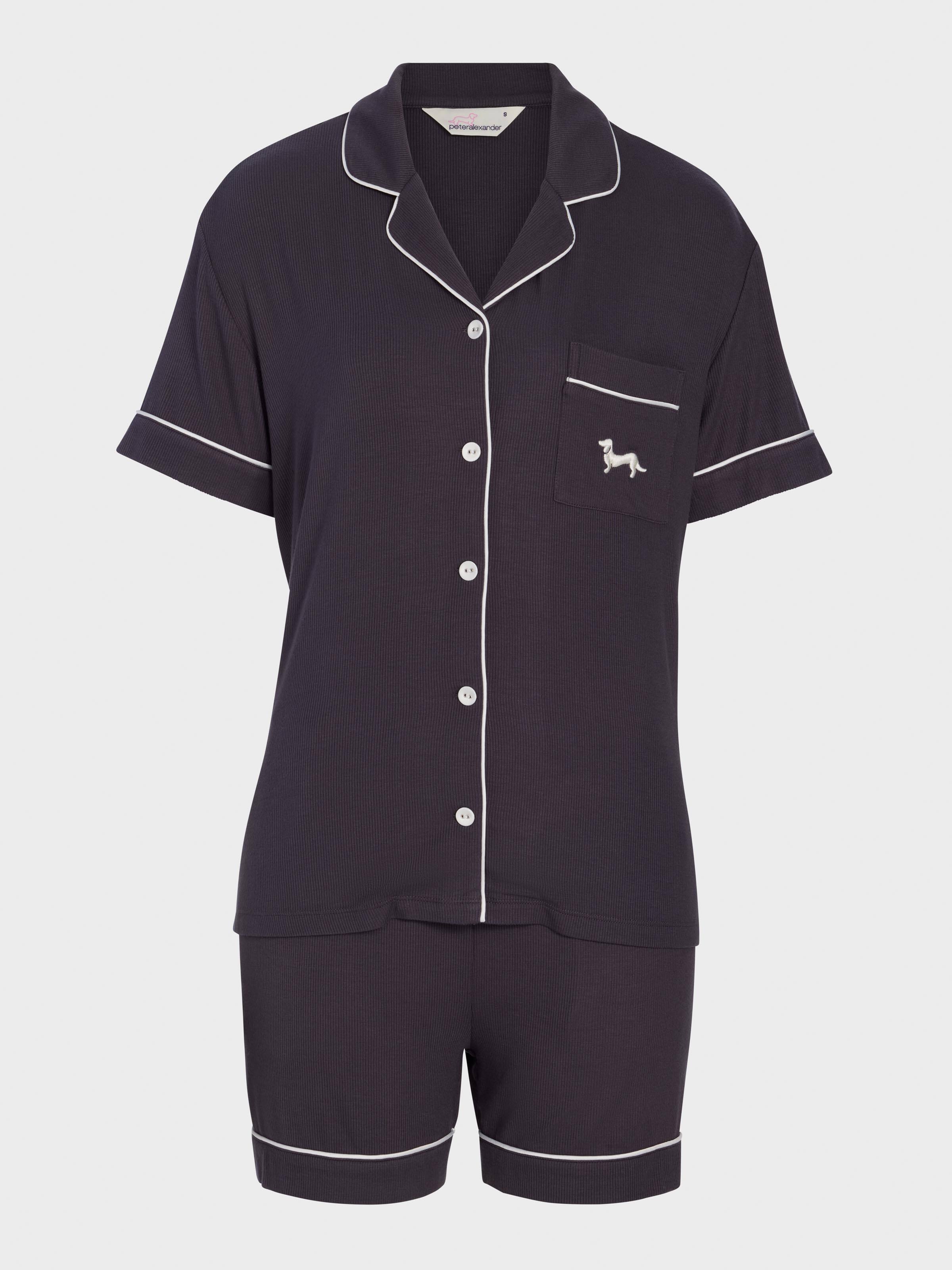 Charcoal Bamboo Rib Shortie Pj Set