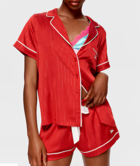 Red Lurex Satin Tux Luxe Mini Short