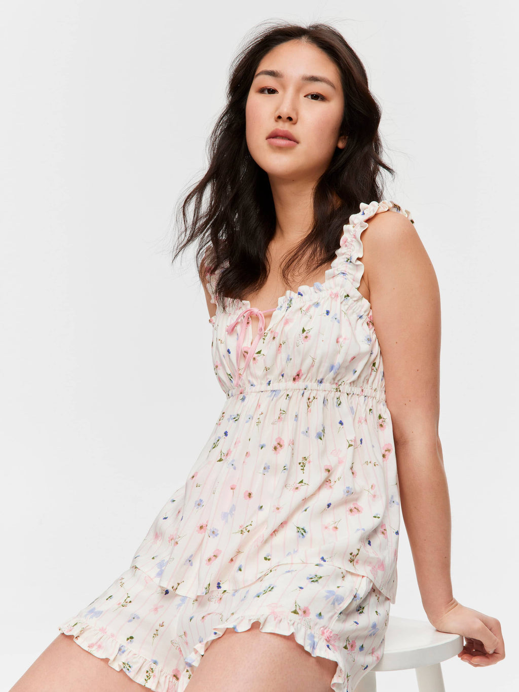 Ditsy Floral Ruffle Shortie Pj Set