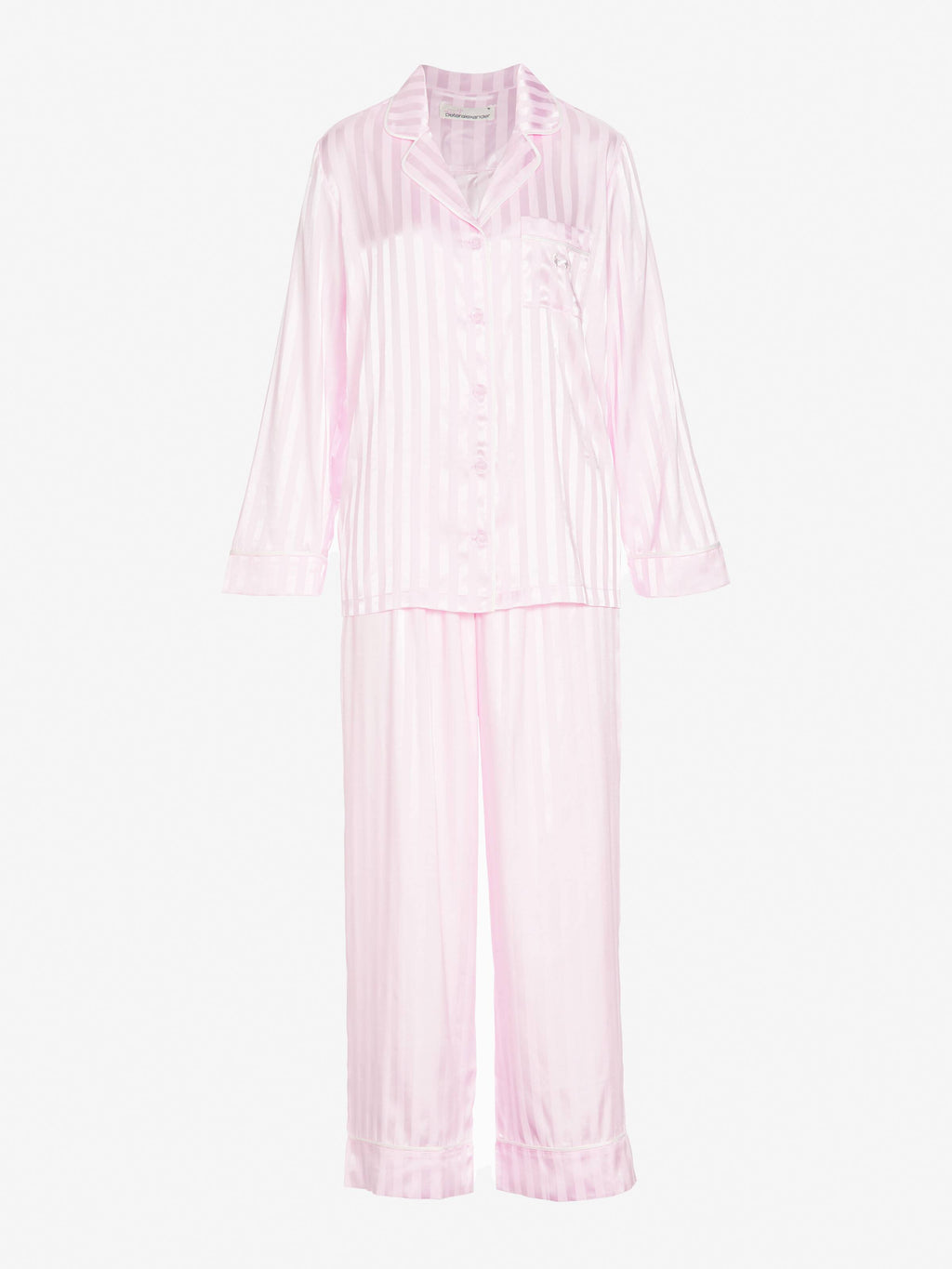 Long Pink Stripe Chic Satin Pj Set