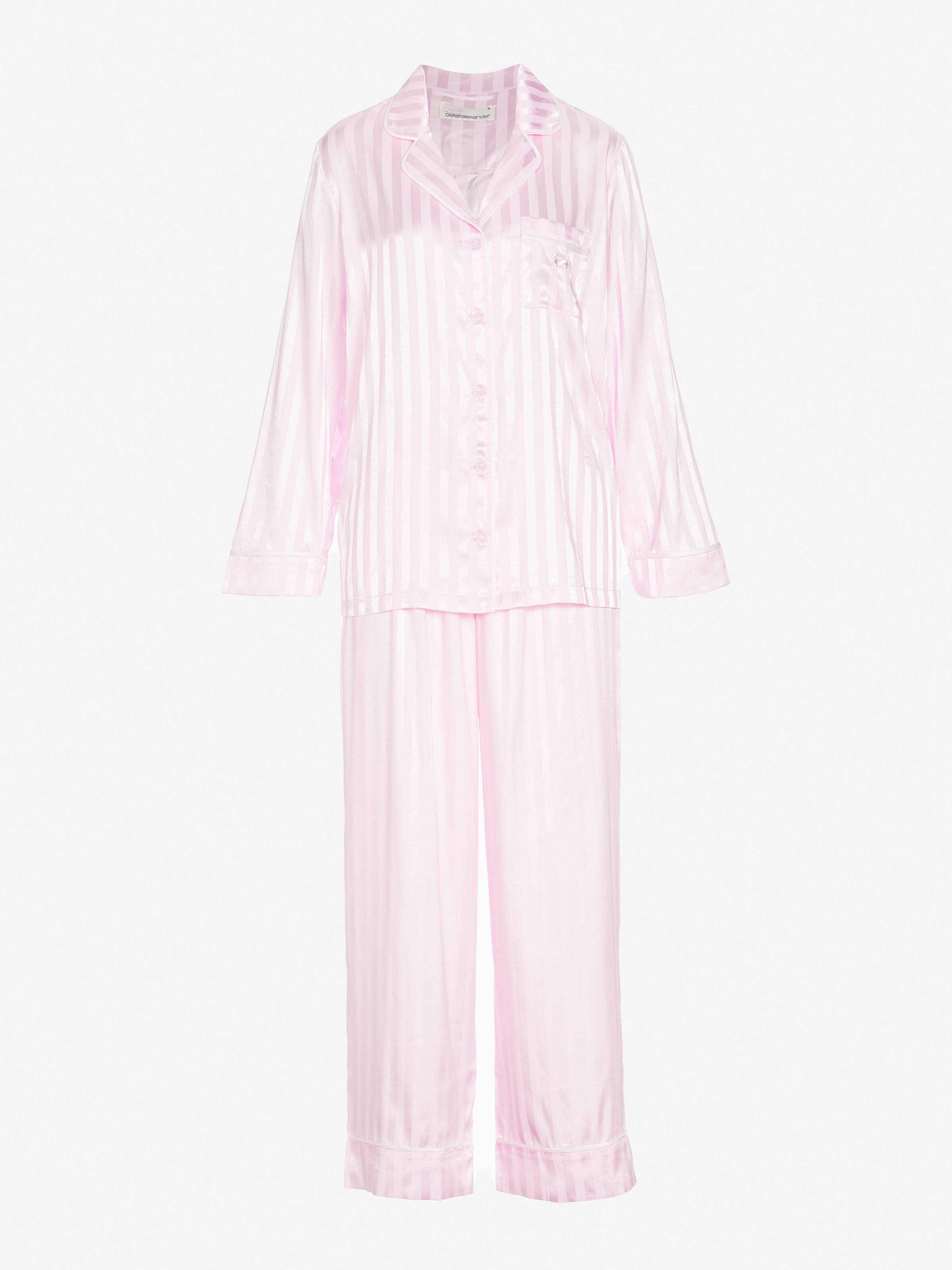 Long Pink Stripe Chic Satin Pj Set