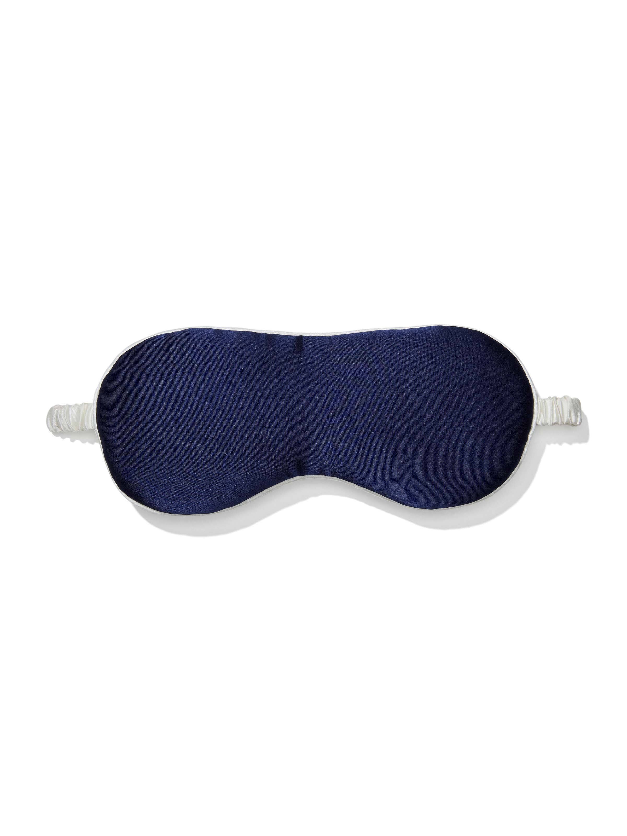 Navy Mulberry Silk Pj Set With Eye Mask