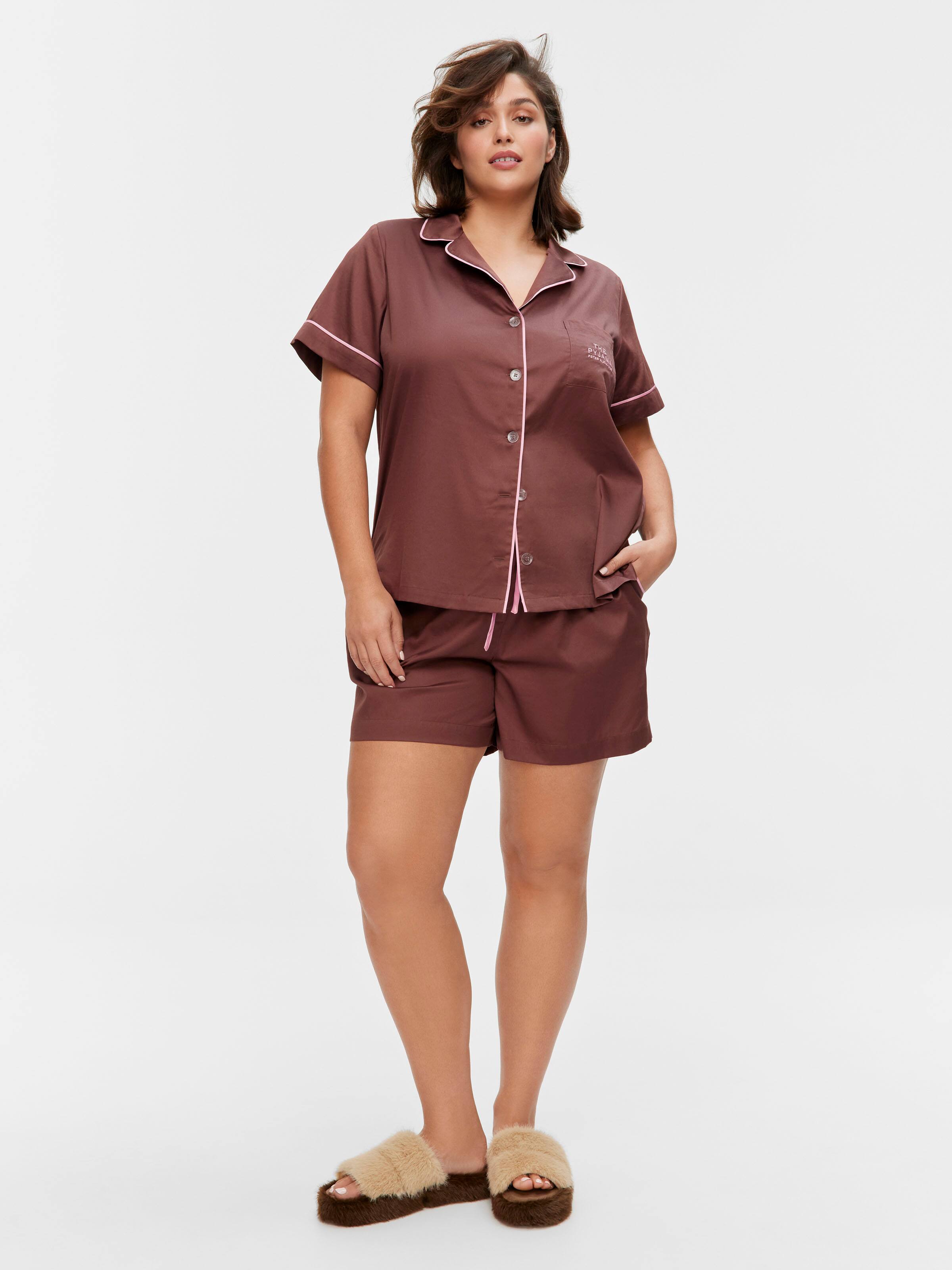 P.A. Plus Sweet Chocolate 100% Soft Cotton Shortie Pj Set