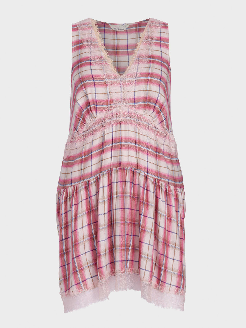 P.A. Plus Check Lace Trim Viscose Flannelette Fashion Nightie