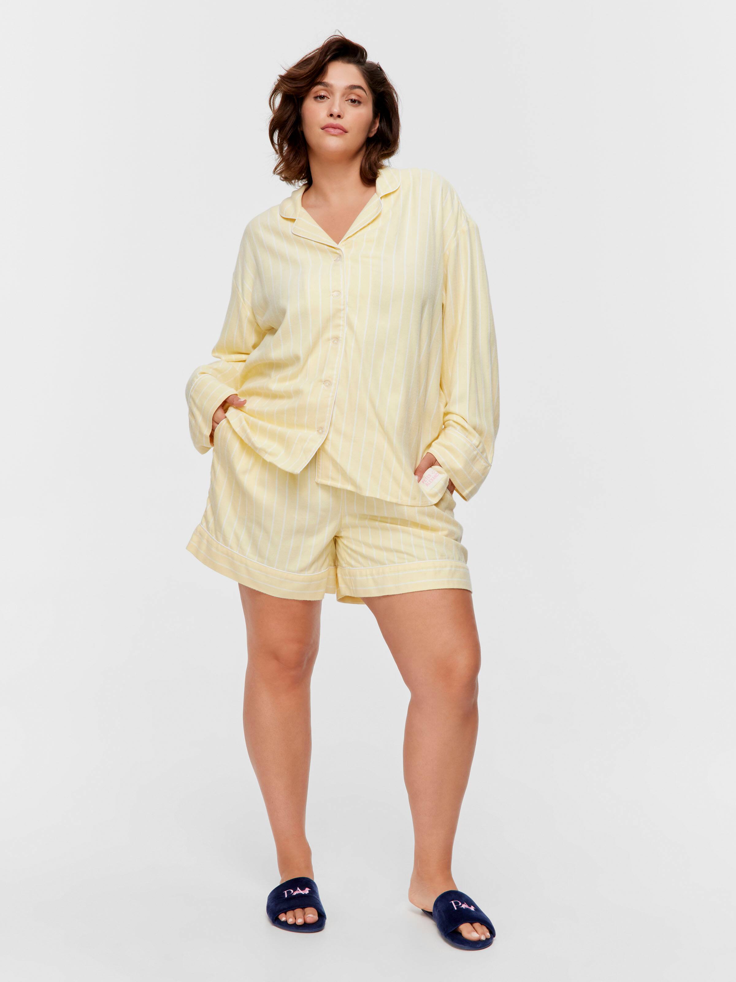 P.A. Plus Yellow Stripe Viscose Flannelette Long Sleeve Shirt