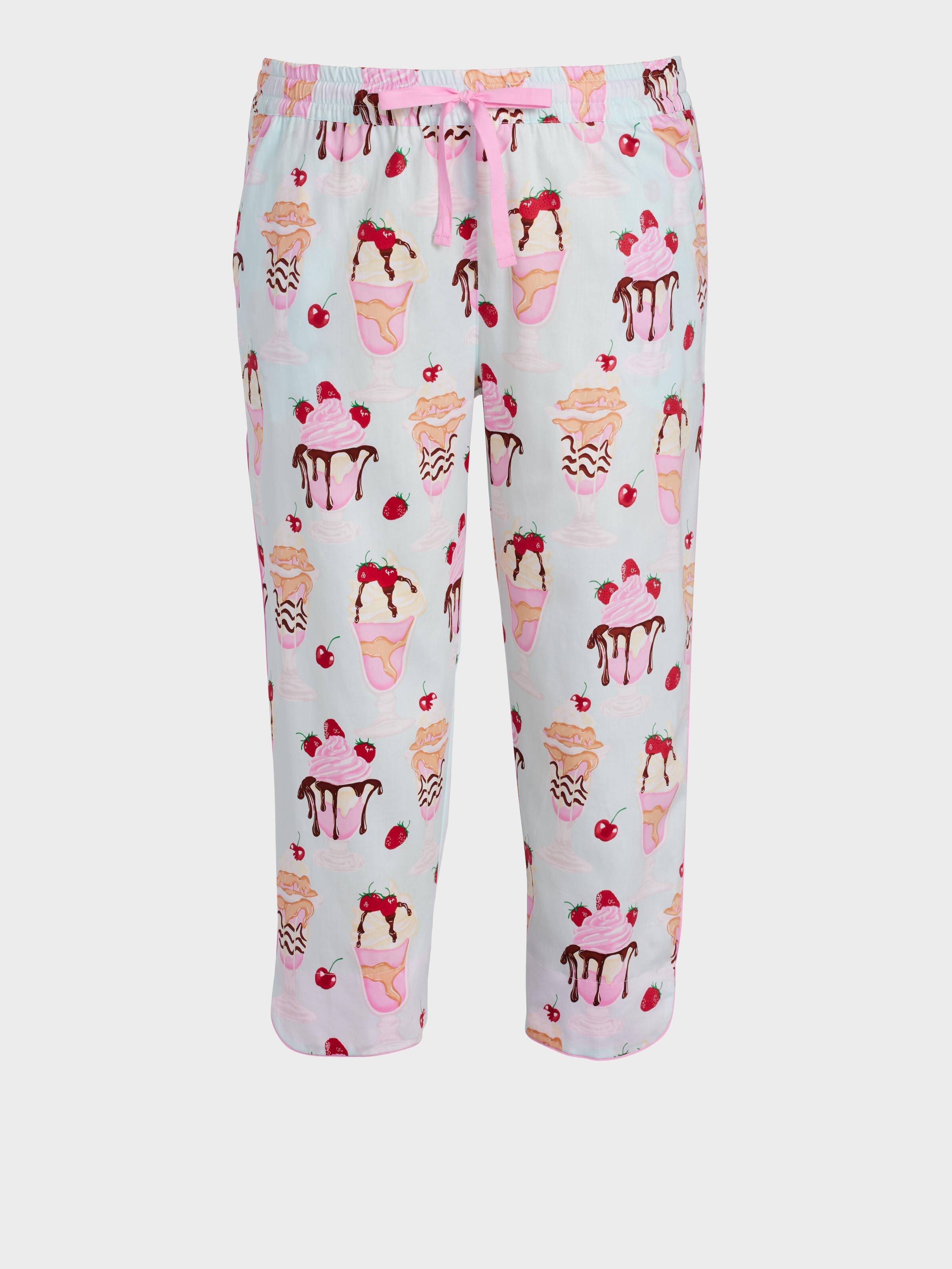 P.A. Plus Ice Cream Sundae 100% Cotton 3/4 Roll Up Pj Pant