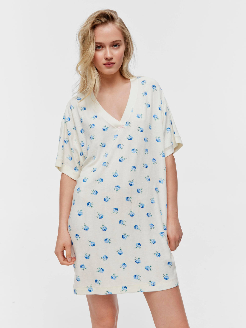 Ditsy Floral Pointelle Sleep Tee
