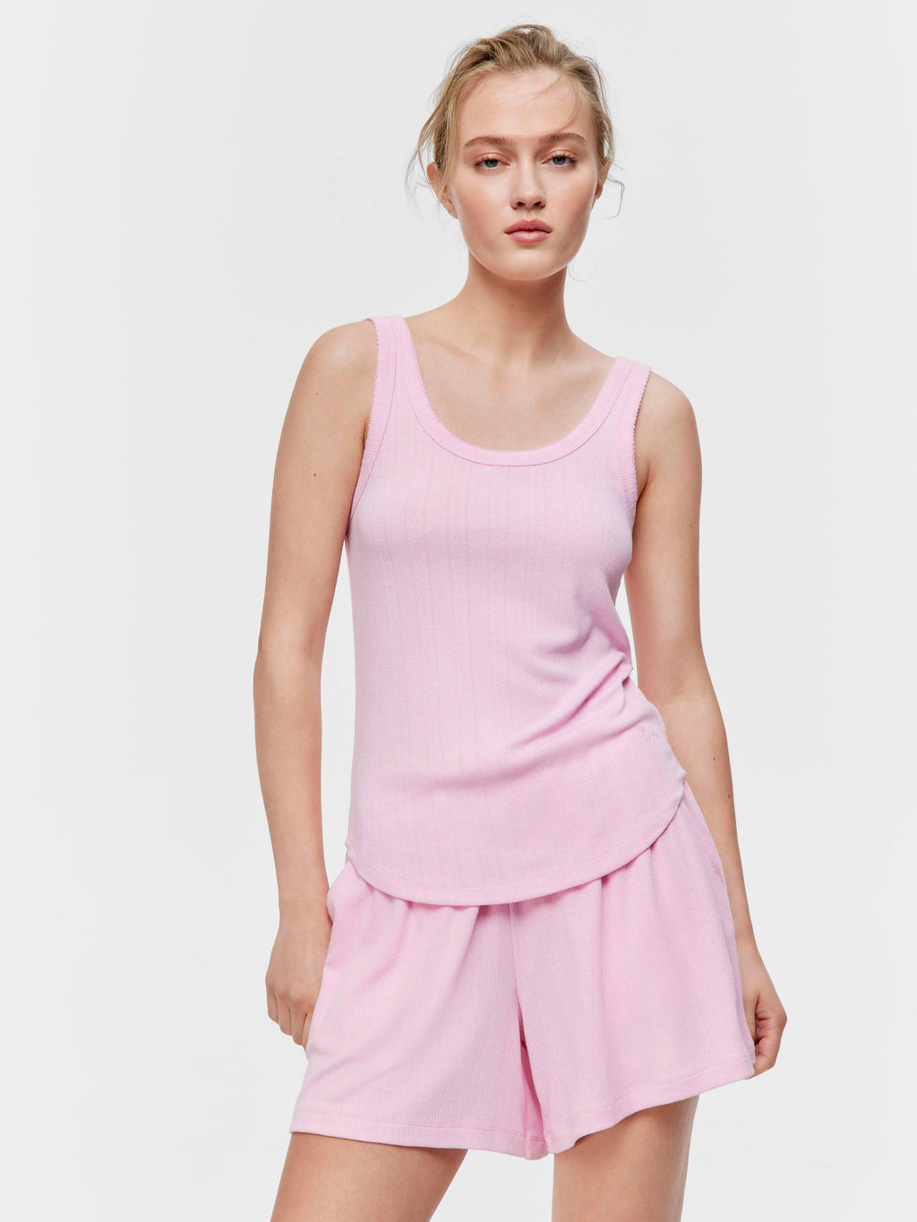 Pink Marle Soft Waffle Tank