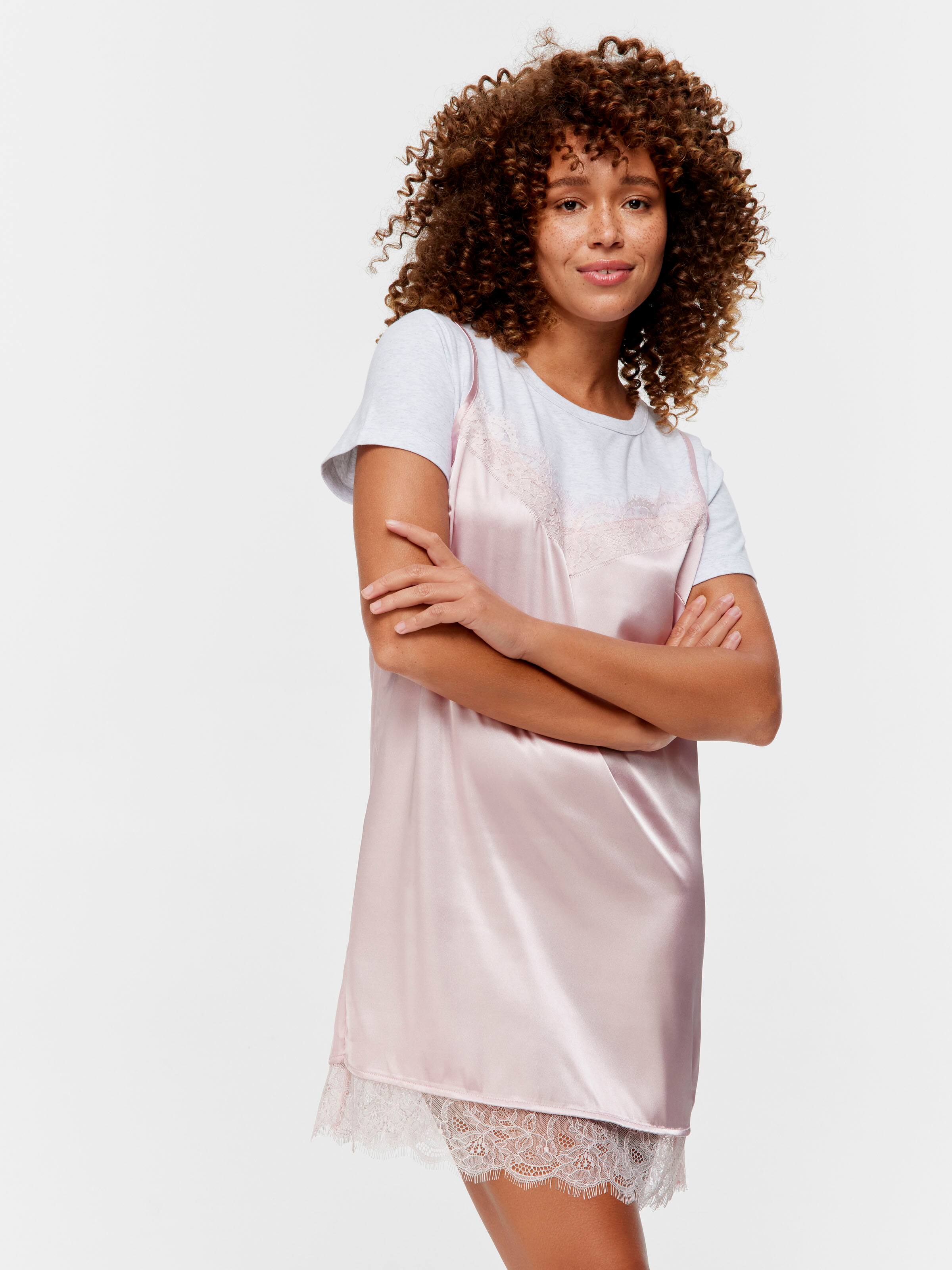 T-Shirt Satin Slip Nightie