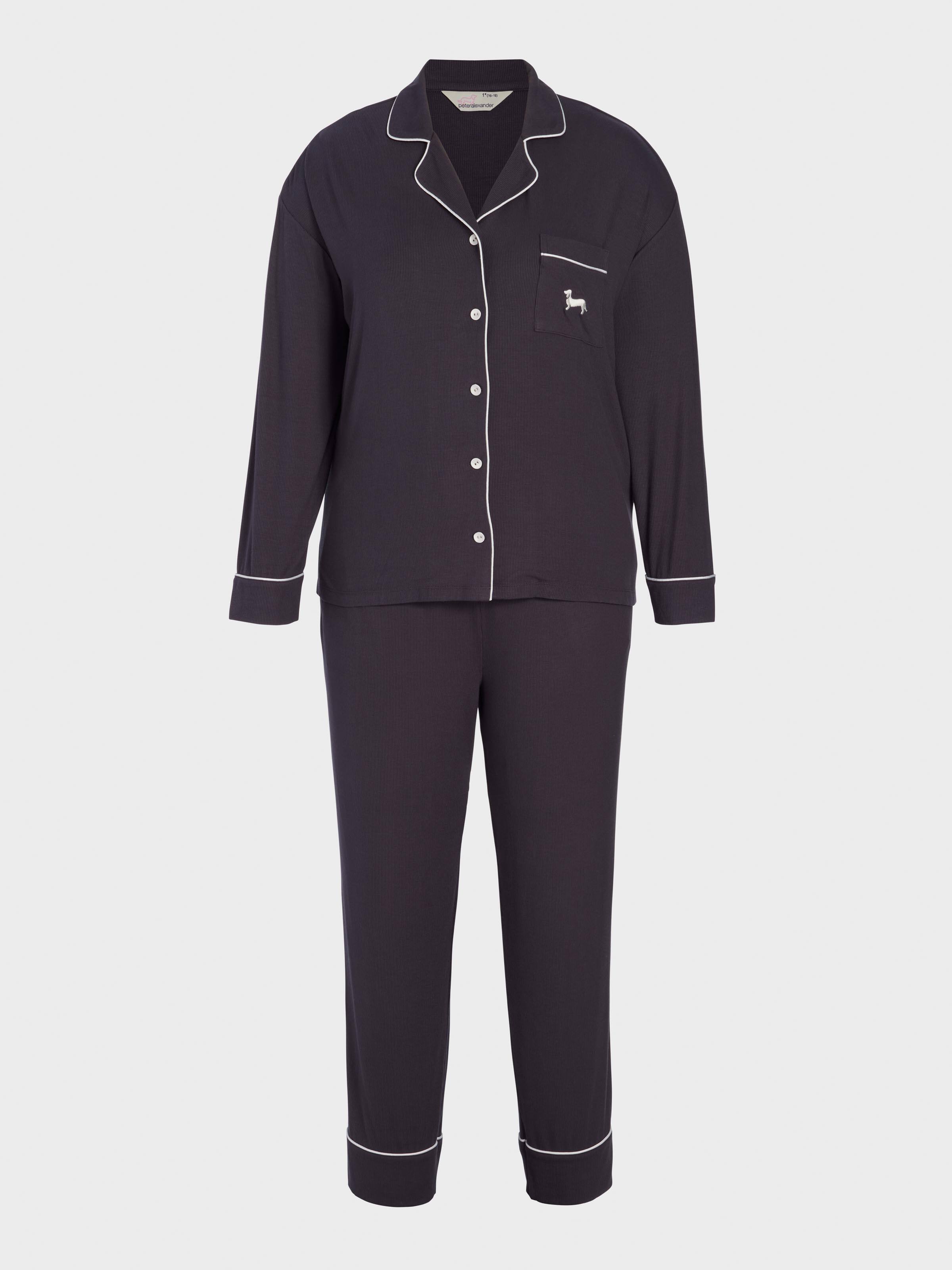 P.A. Plus Charcoal Bamboo Rib Long Pj Set