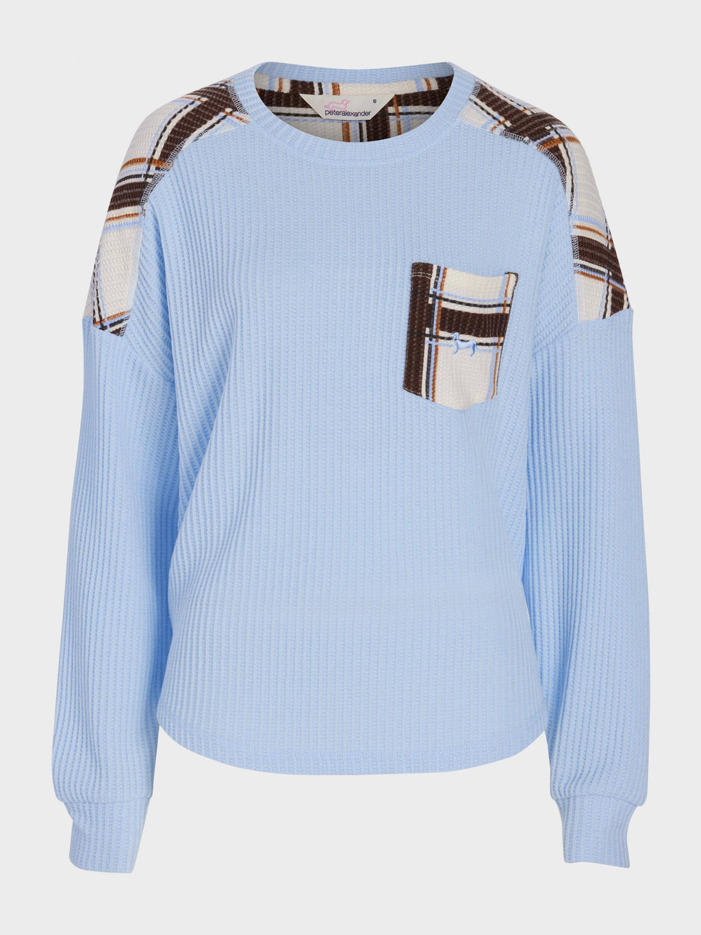 Brushed Waffle Check Oversized Long Sleeve Top