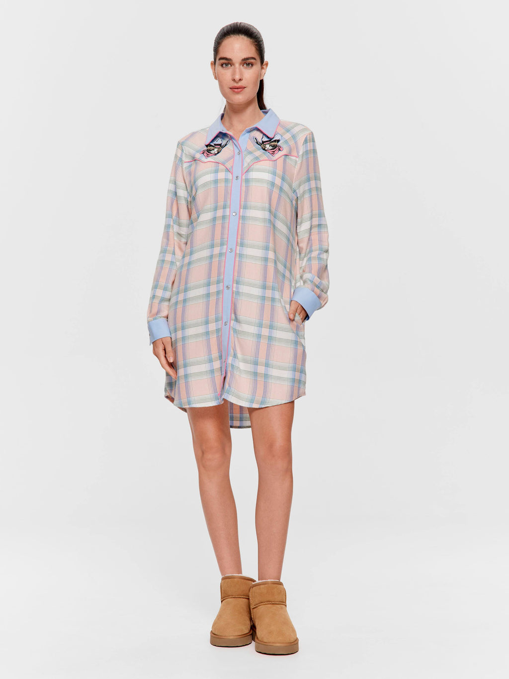 Cowboy Kitty Long Sleeve Flannelette Nightshirt