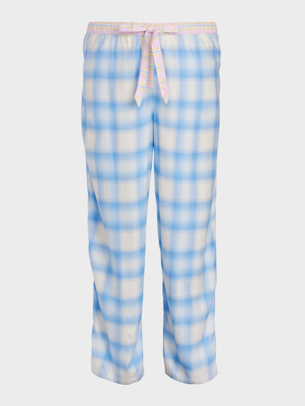 P.A. Plus Soft Blue Contrast Check Viscose Flannelette Classic Pj Pant