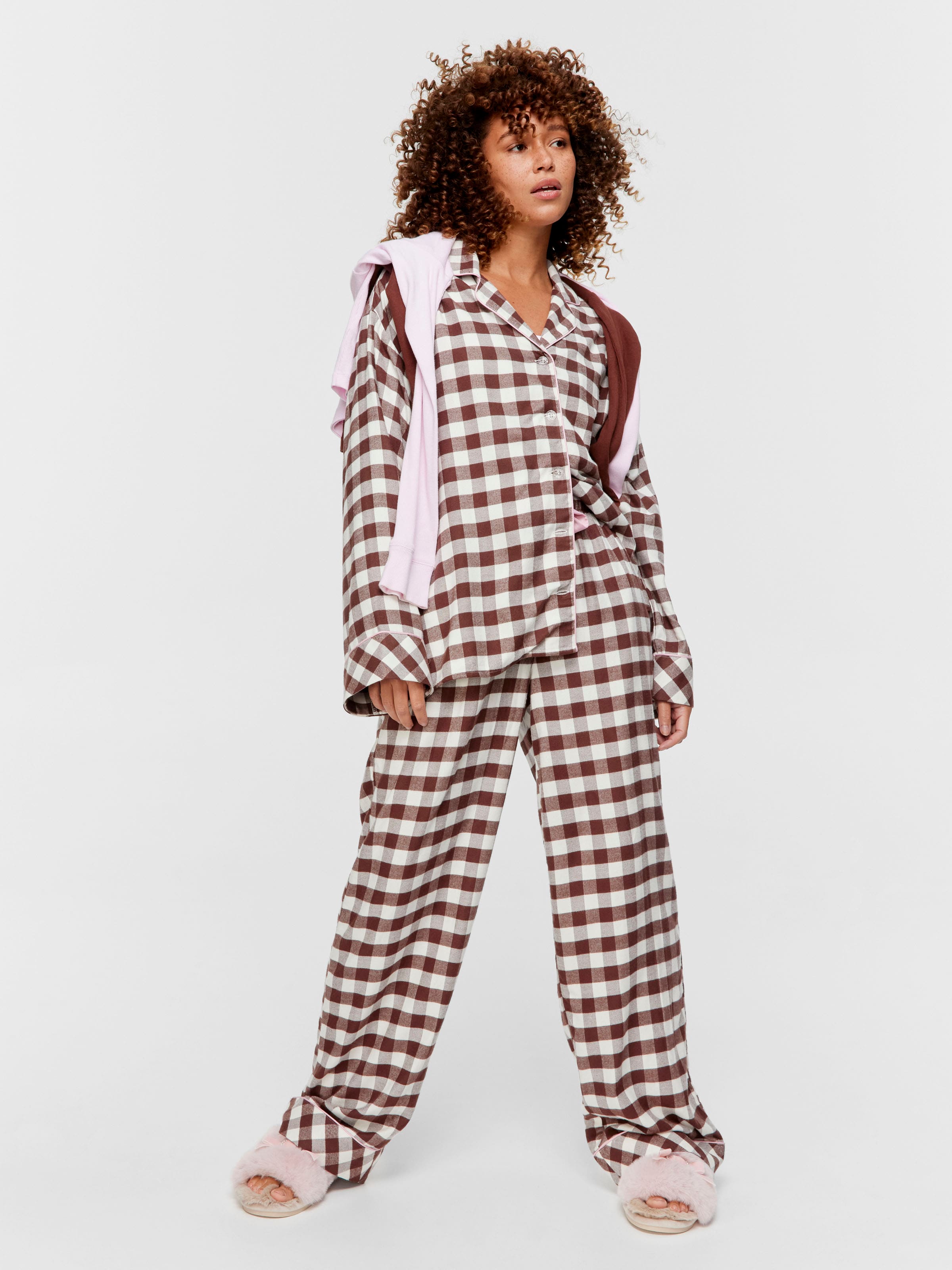 Chocolate Gingham Viscose Flannelette Classic Pj Pant