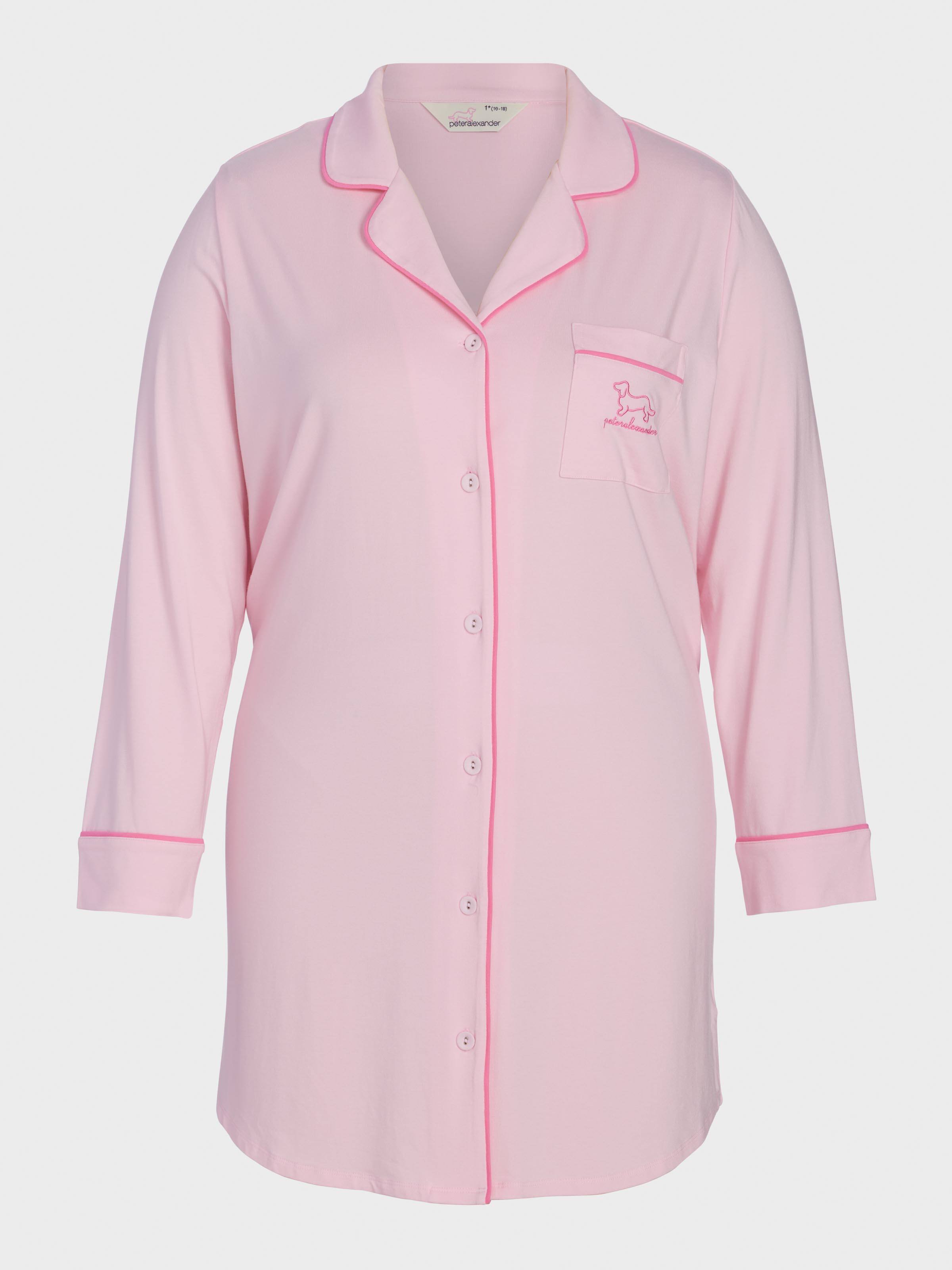 P.A. Plus Super Soft Pink Bamboo Knit Long Sleeve Nightshirt