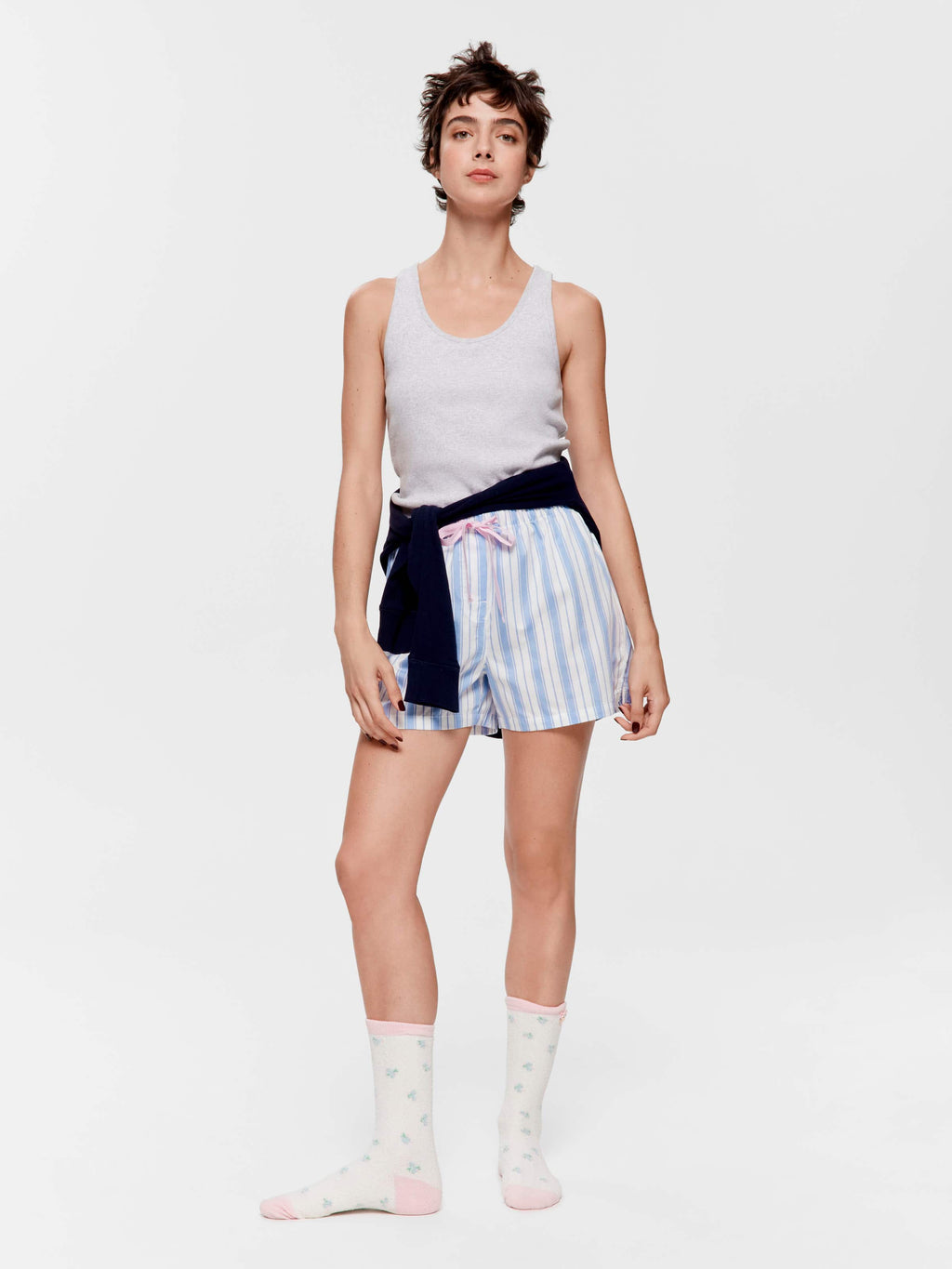 Mattress Blue Stripe 100% Cotton Mid Short