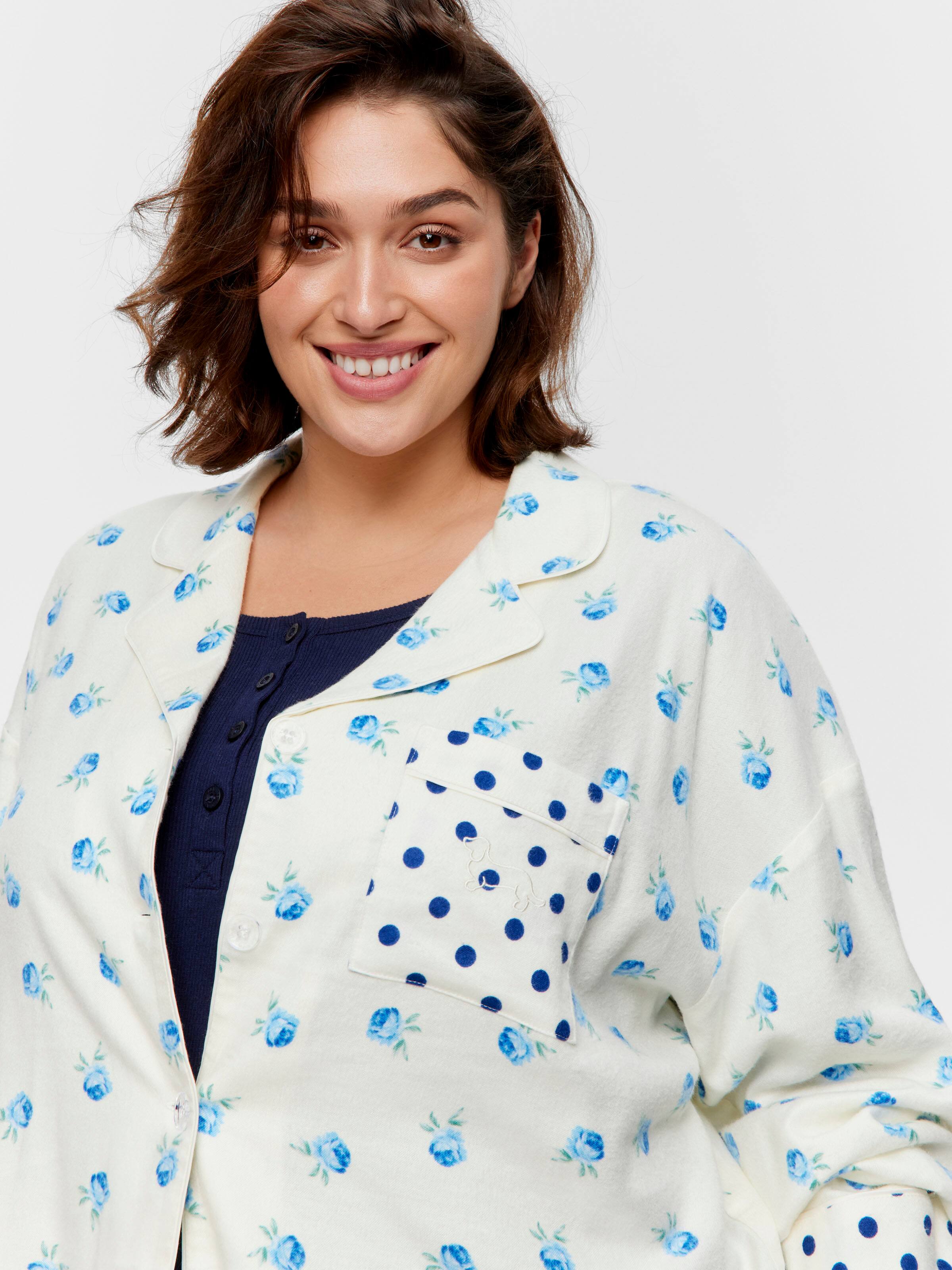 P.A. Plus Floral Spot Bamboo Flannelette Shirt & Short Pj Set