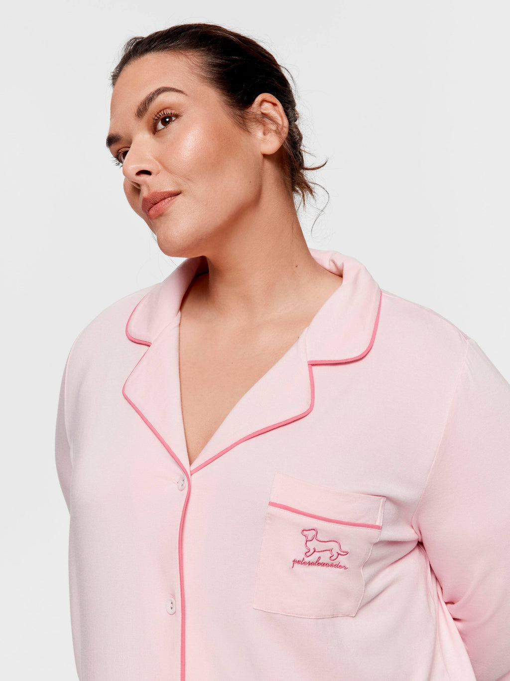 P.A. Plus Super Soft Pink Bamboo Knit Long Sleeve Nightshirt