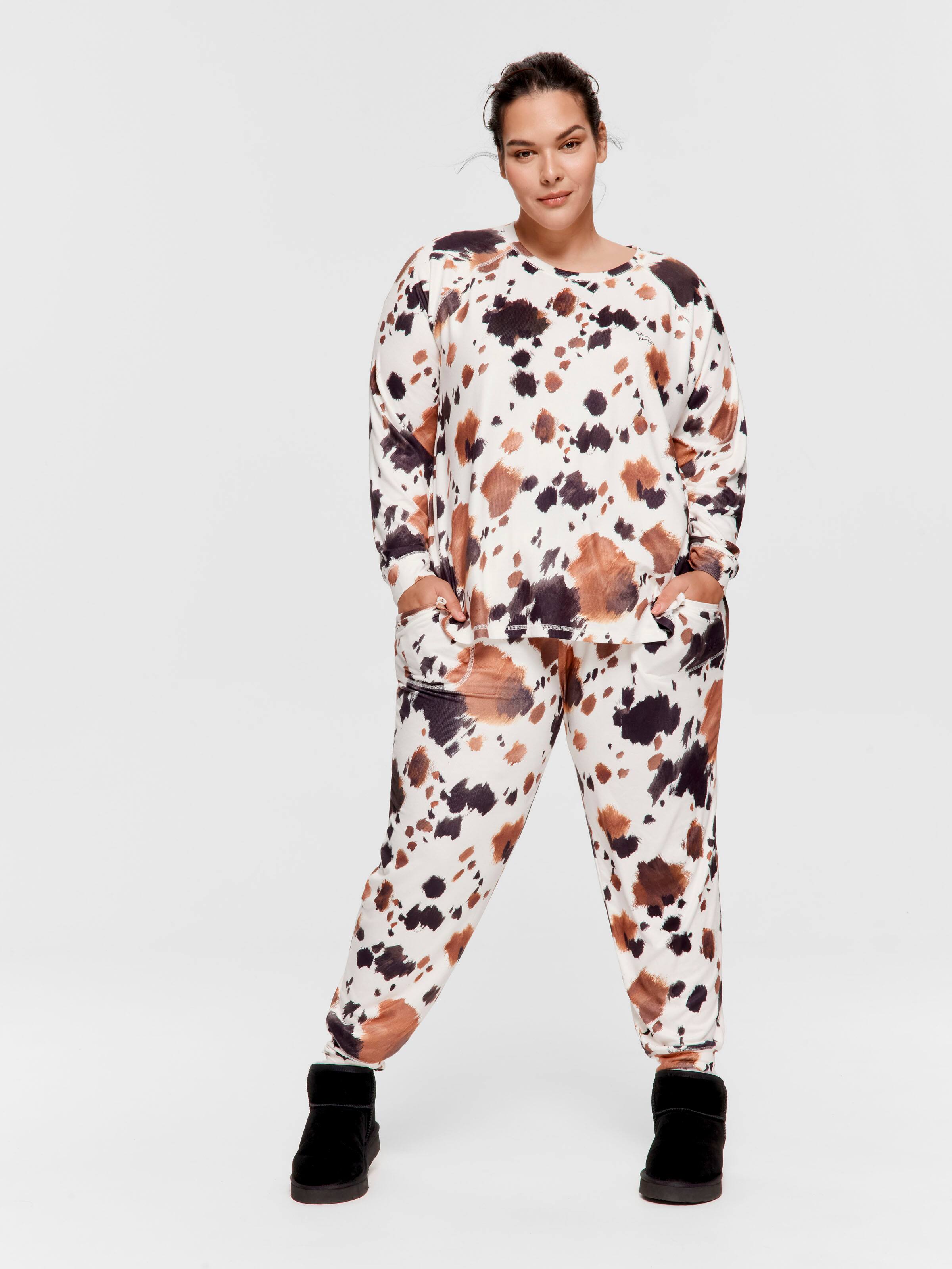 P.A. Plus Cow Plush Oversized Long Sleeve Top