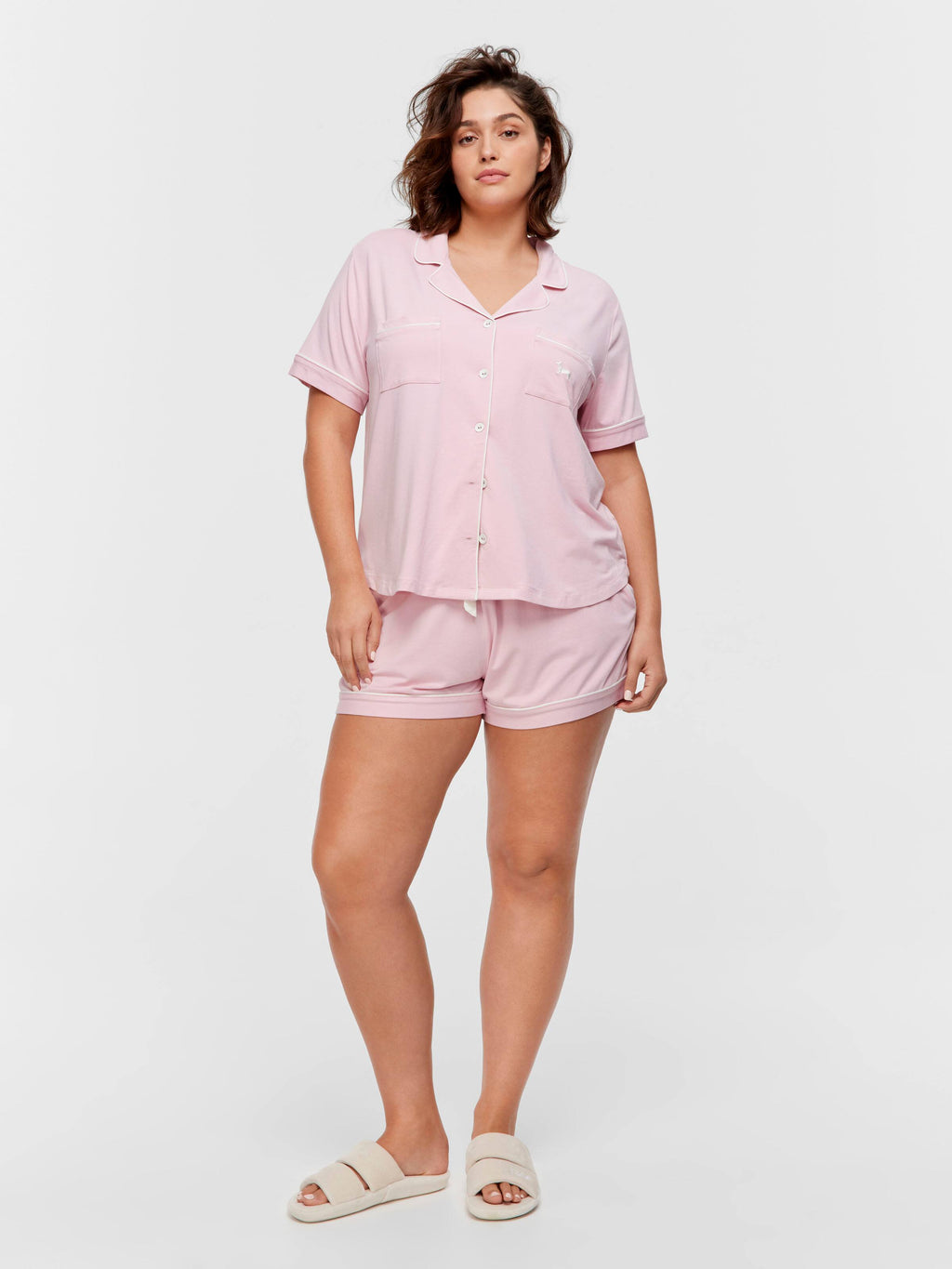 P.A. Plus Pink Bamboo Jersey Shortie Pj Set