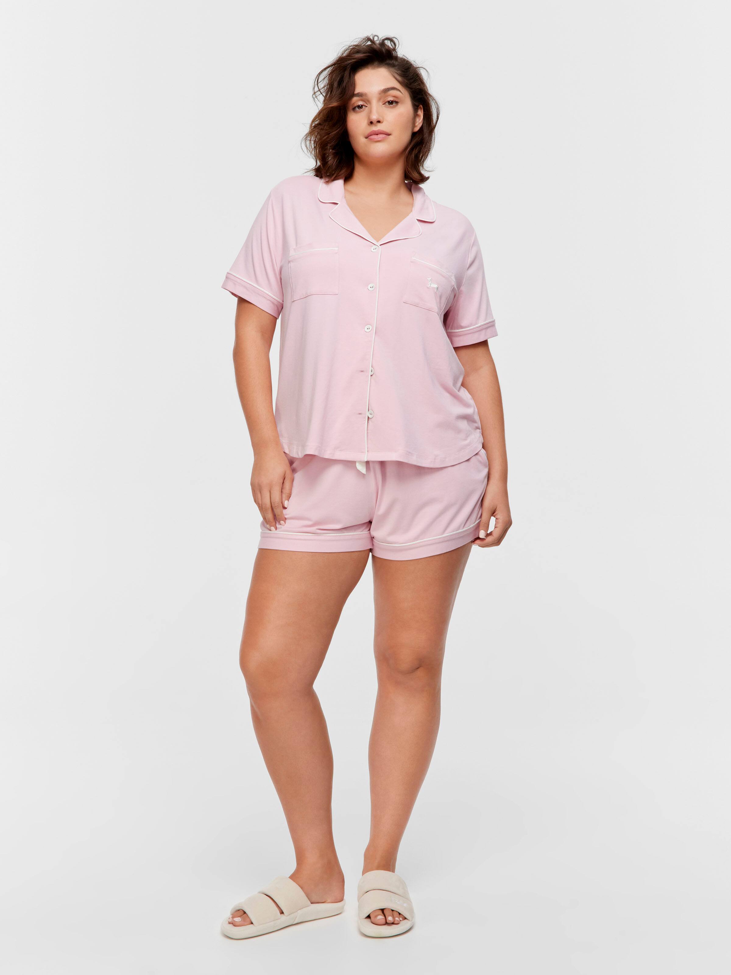 P.A. Plus Pink Bamboo Jersey Shortie Pj Set