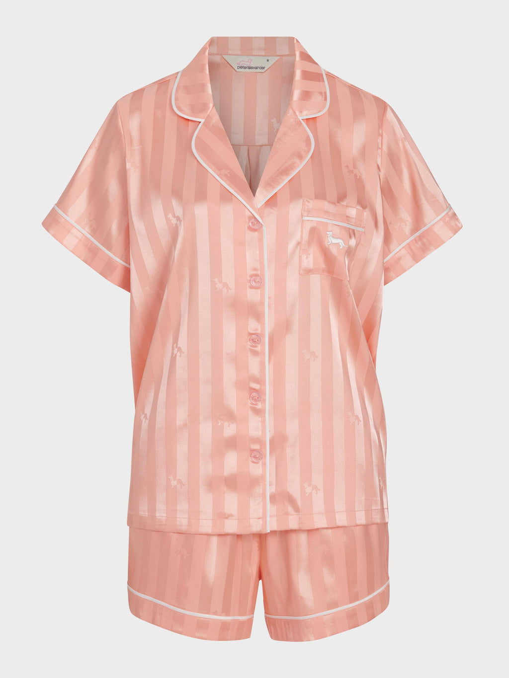 Apricot Penny Stripe Chic Satin Shortie Pj Set