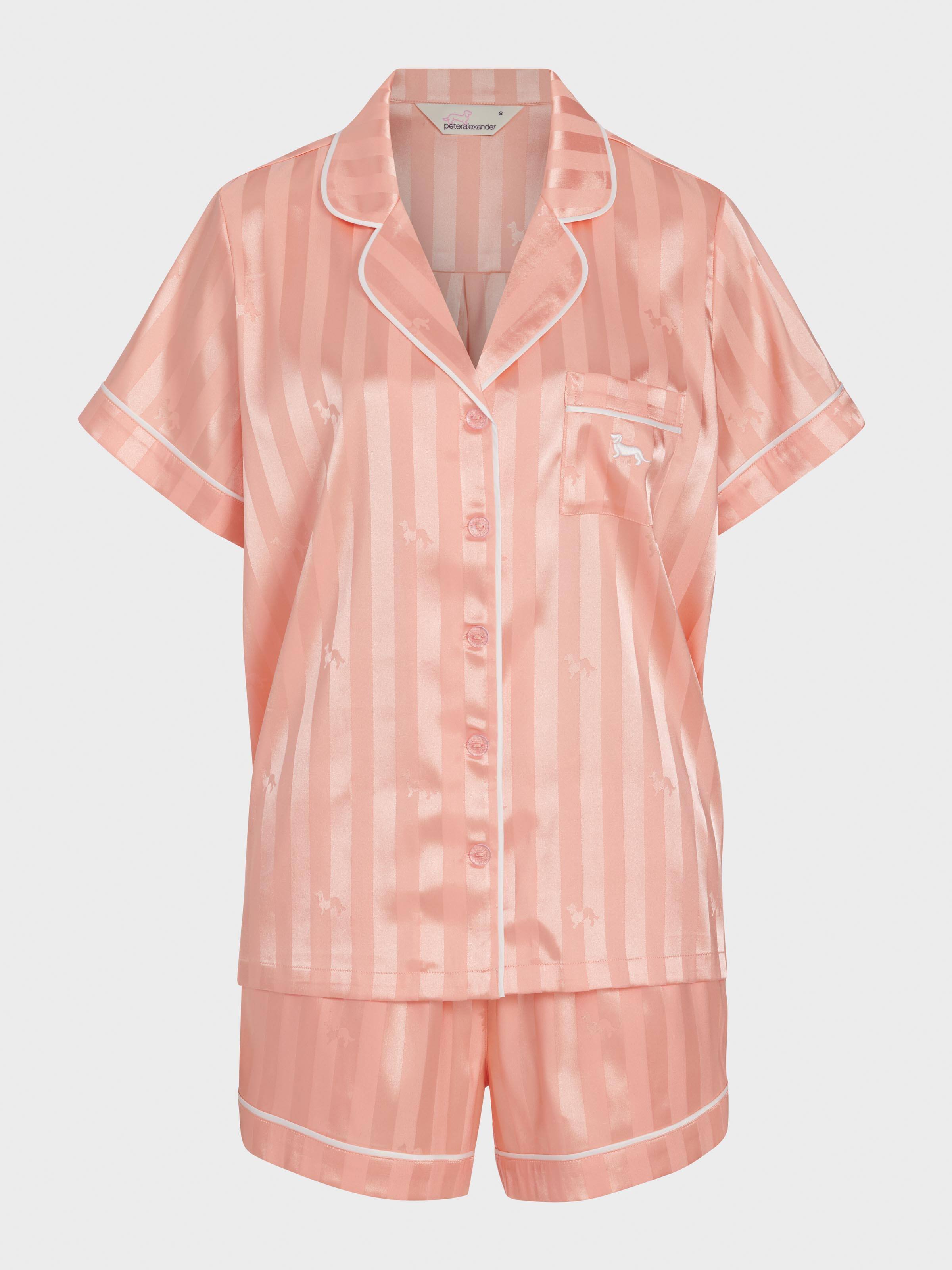Apricot Penny Stripe Chic Satin Shortie Pj Set