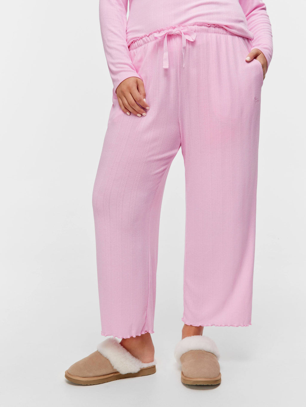 P.A. Plus Pink Marle Pointelle Straight Leg Pj Pant