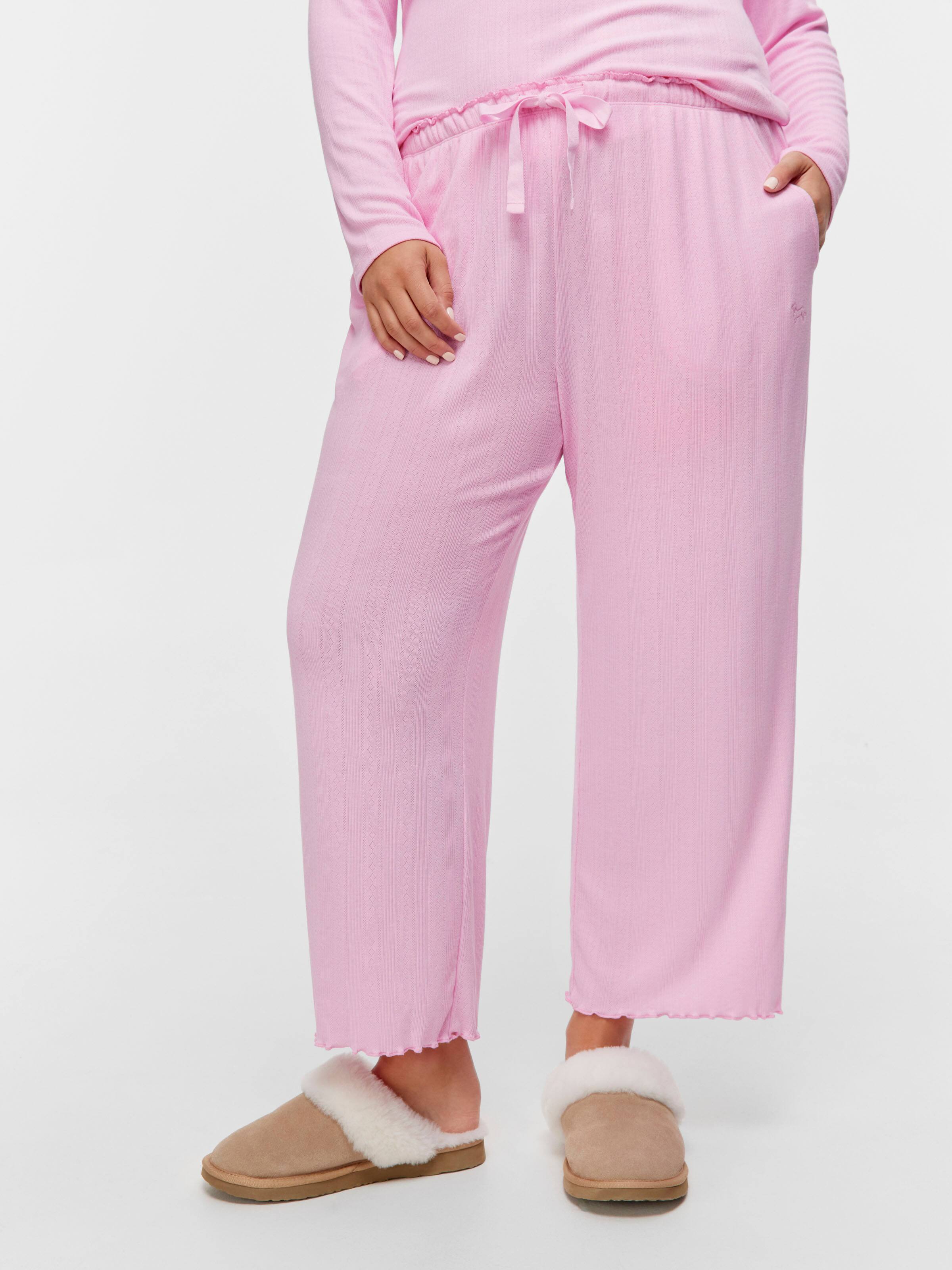 P.A. Plus Pink Marle Pointelle Straight Leg Pj Pant