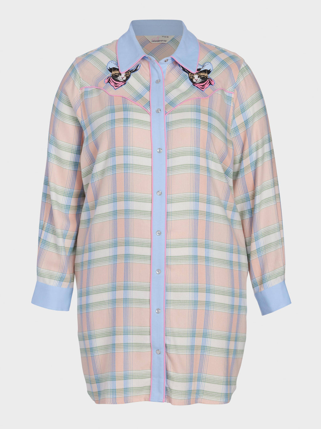 P.A. Plus Cowboy Kitty Long Sleeve Flannelette Nightshirt