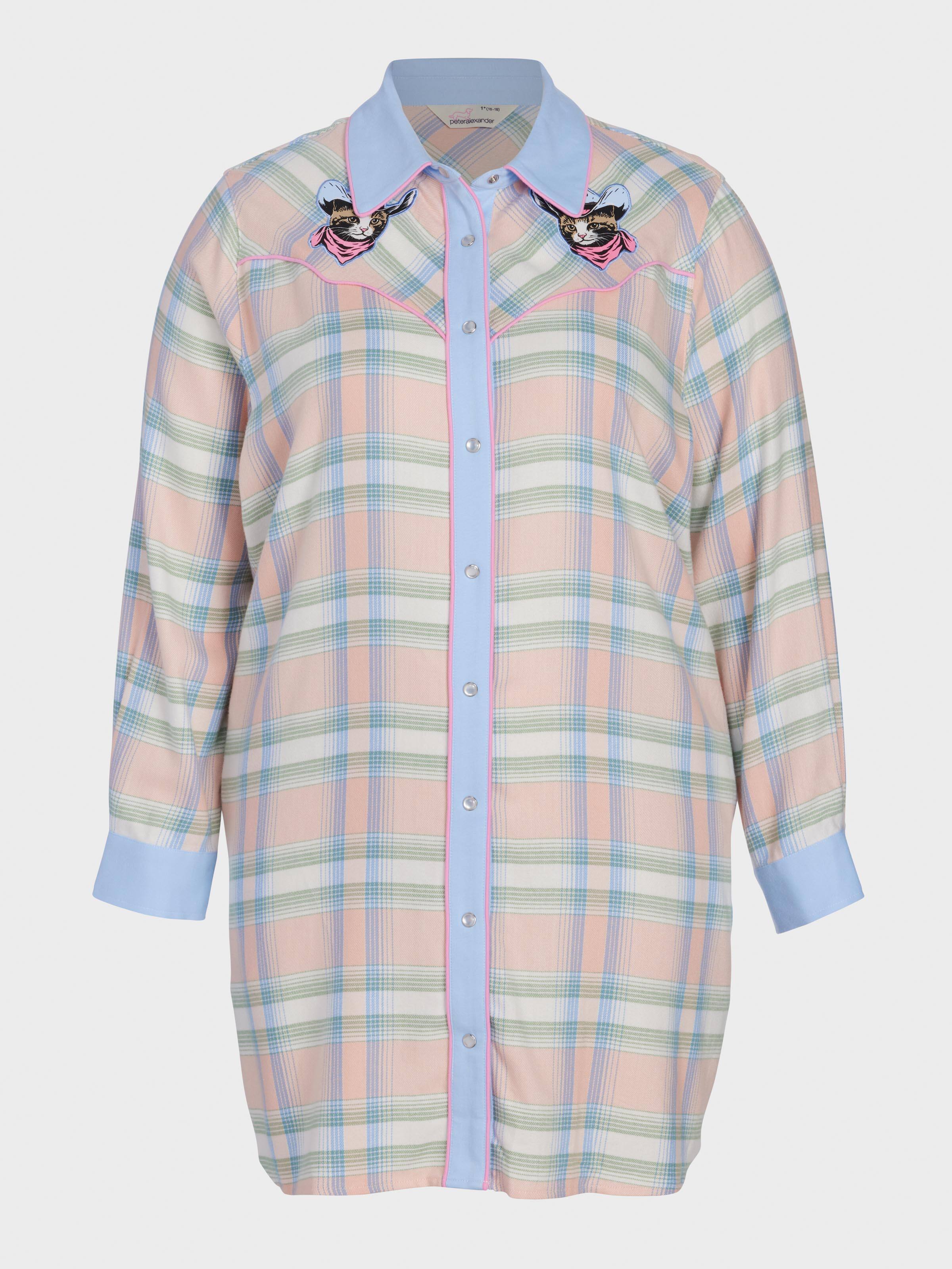 P.A. Plus Cowboy Kitty Long Sleeve Flannelette Nightshirt