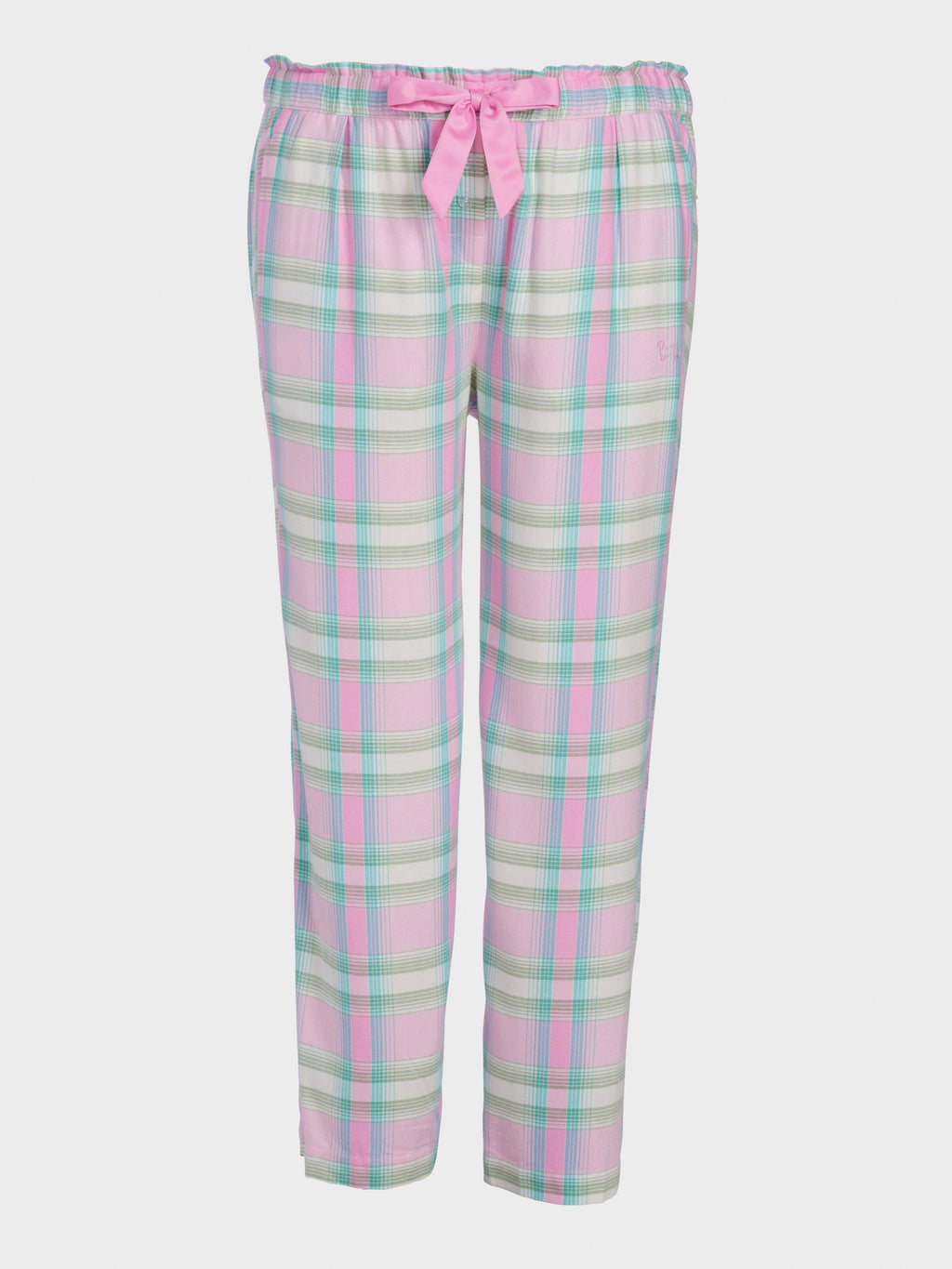 P.A. Plus Pink Check Wide Leg Bamboo Flannelette Pj Pant
