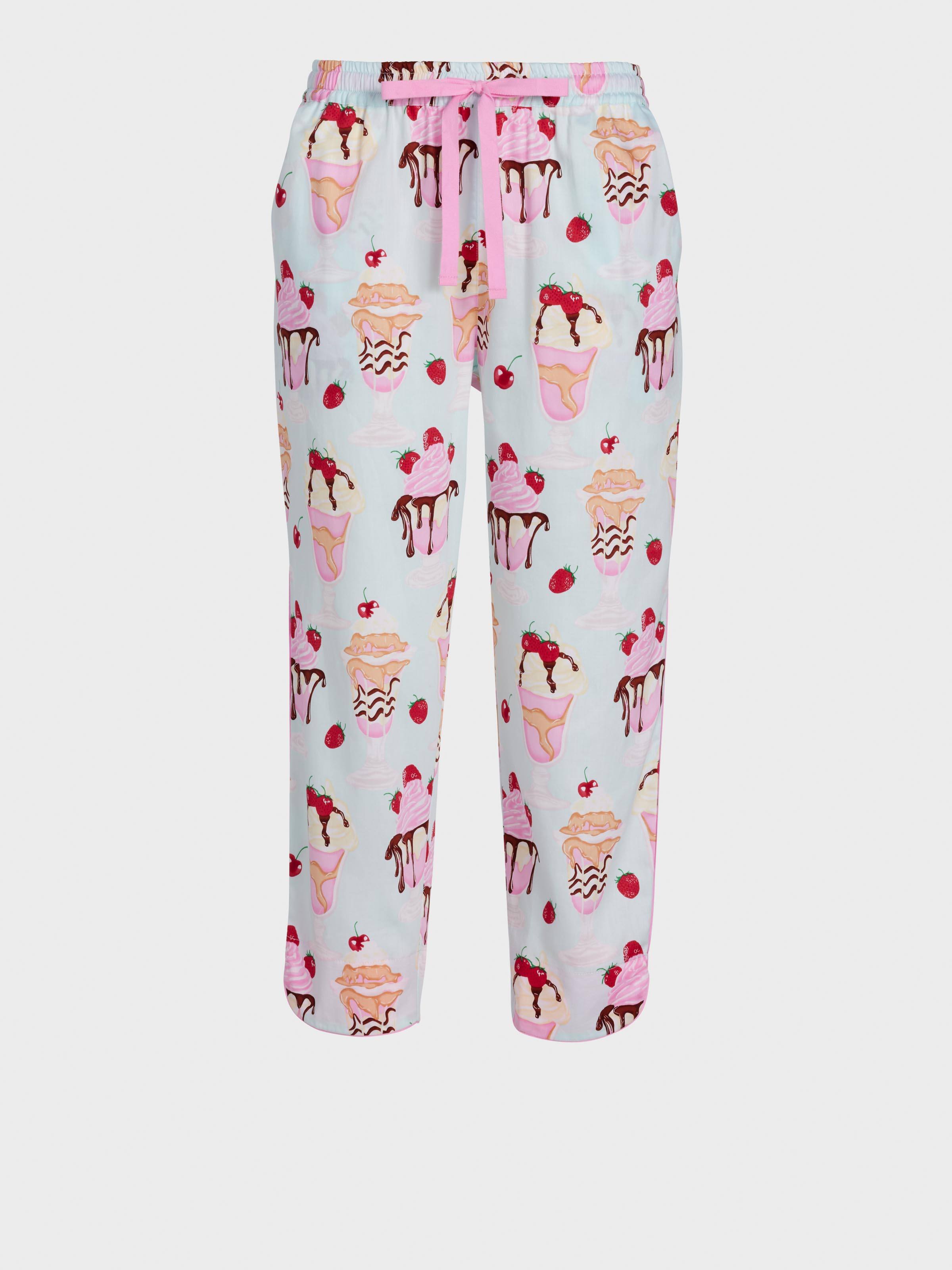 Ice Cream Sundae 100% Cotton 3/4 Roll Up Pj Pant