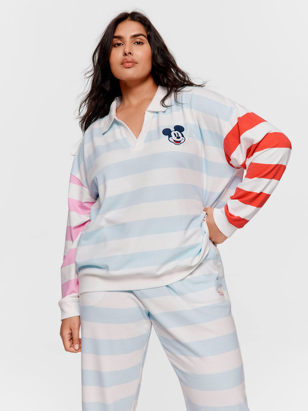P.A. Plus Pastel Stripe  Collared Sweater
