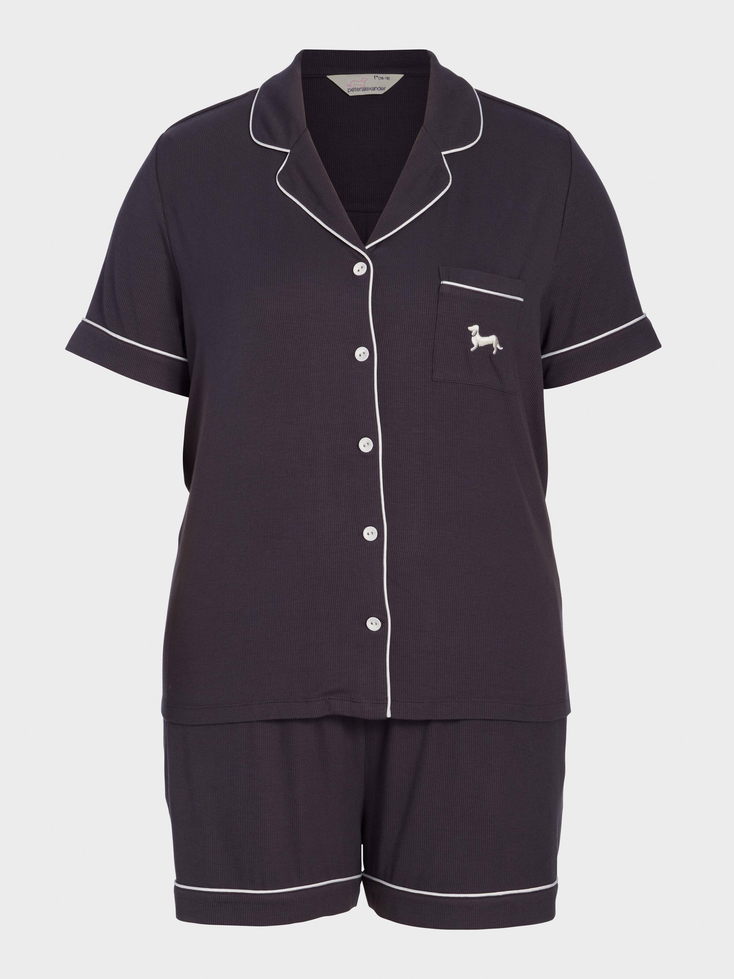P.A. Plus Charcoal Bamboo Rib Shortie Pj Set