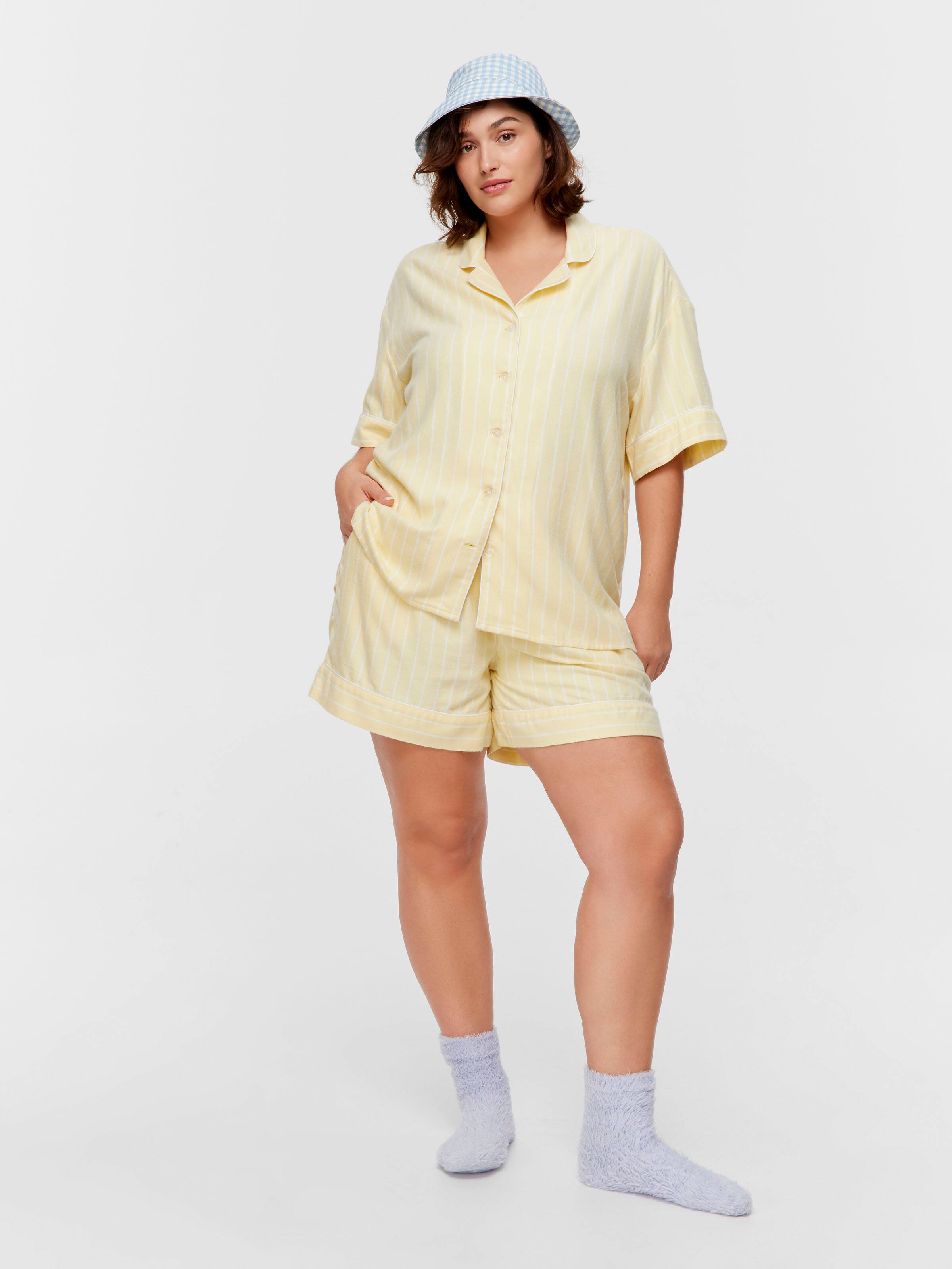 P.A. Plus Yellow Stripe Viscose Flannelette Short Sleeve Shirt