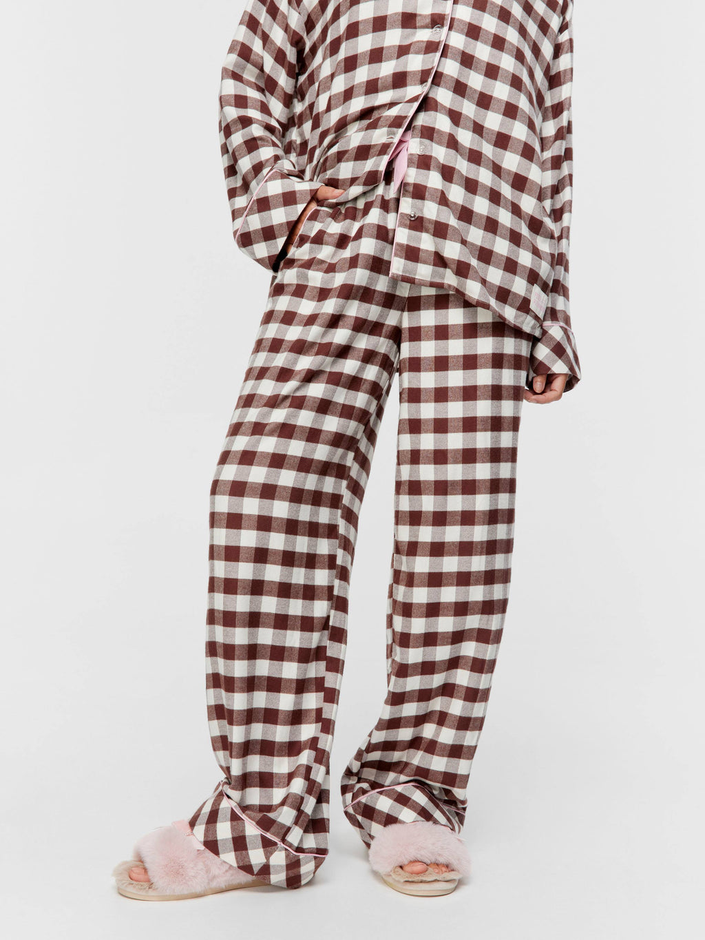 Chocolate Gingham Viscose Flannelette Classic Pj Pant