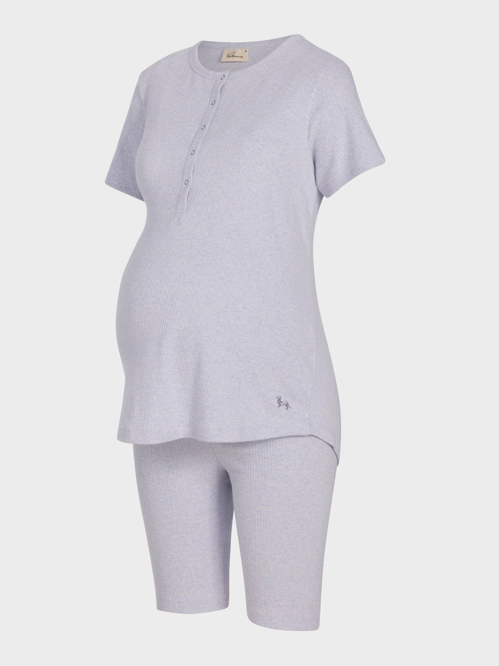 Maternity Grey Rib Shortie Pj Set