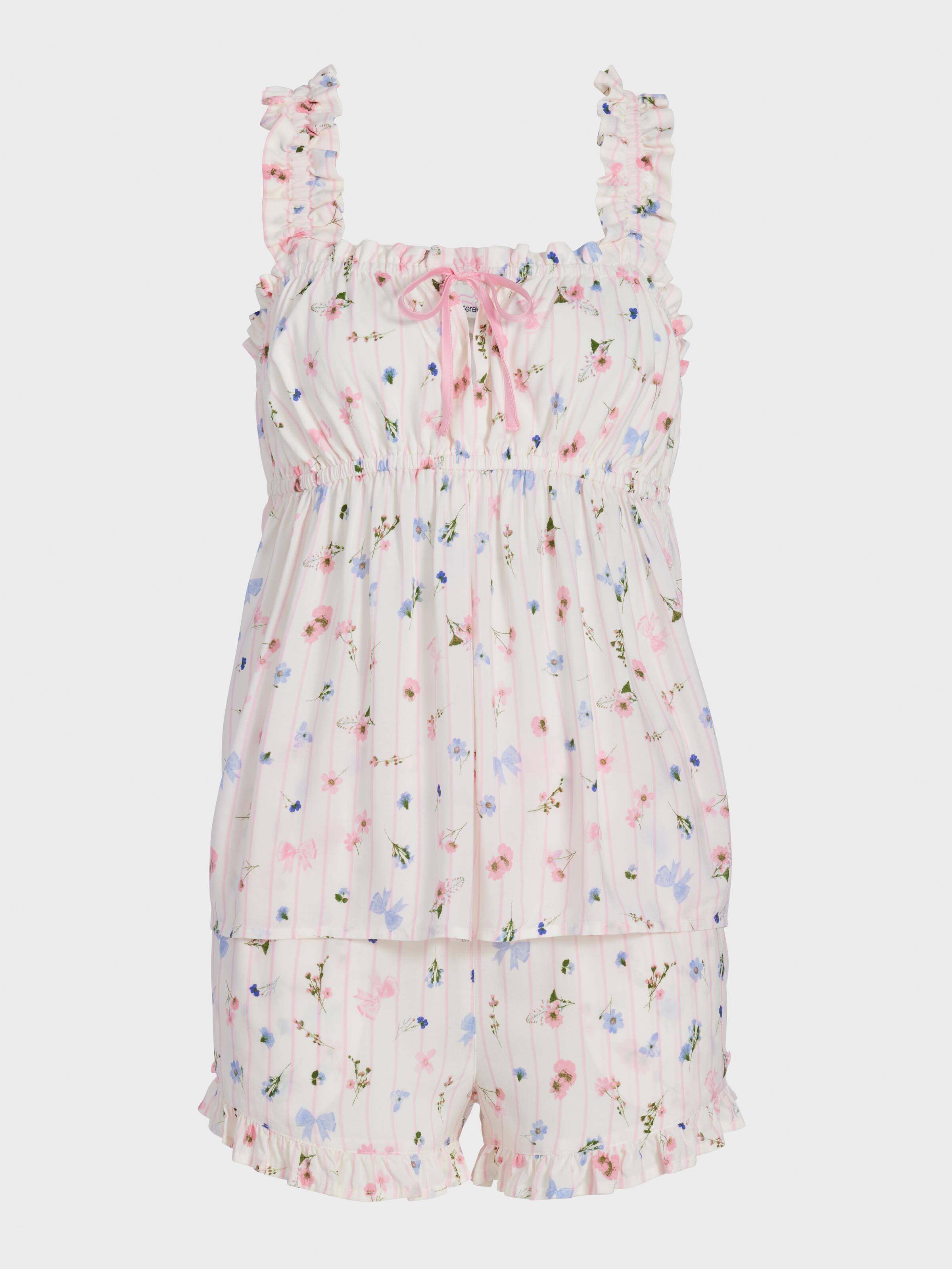 Ditsy Floral Ruffle Shortie Pj Set