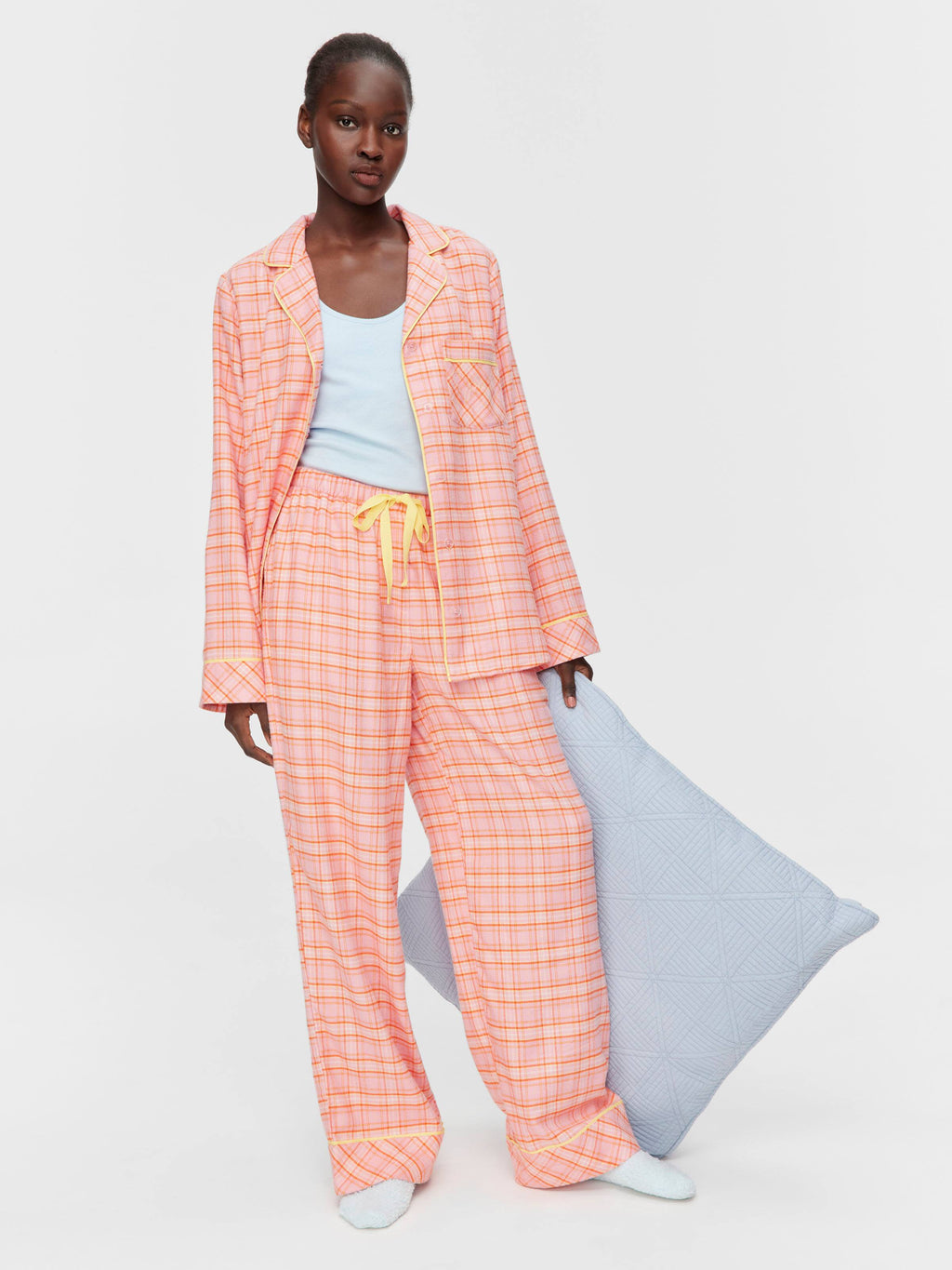 Pink & Yellow Check Bamboo Flannelette Classic Pj Set