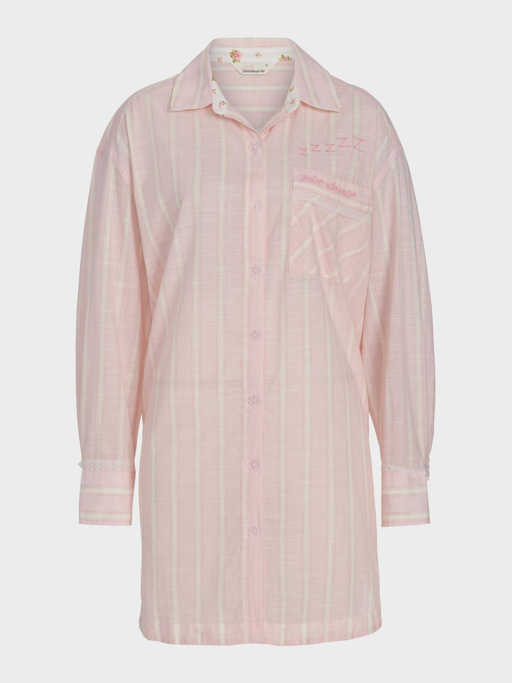 Mattress Stripe 100% Cotton Long Sleeve Nightshirt