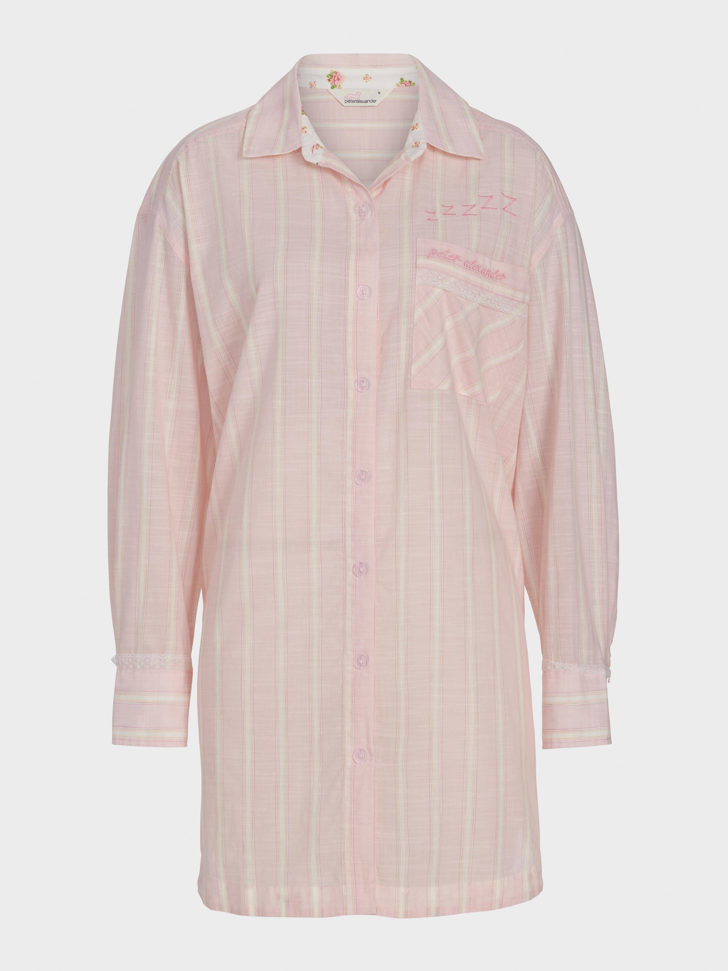 Mattress Stripe 100% Cotton Long Sleeve Nightshirt