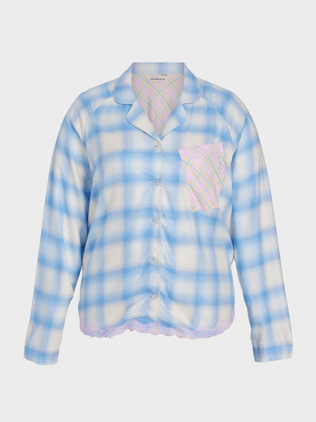 P.A. Plus Soft Blue Contrast Check Viscose Flannelette Long Sleeve Shirt