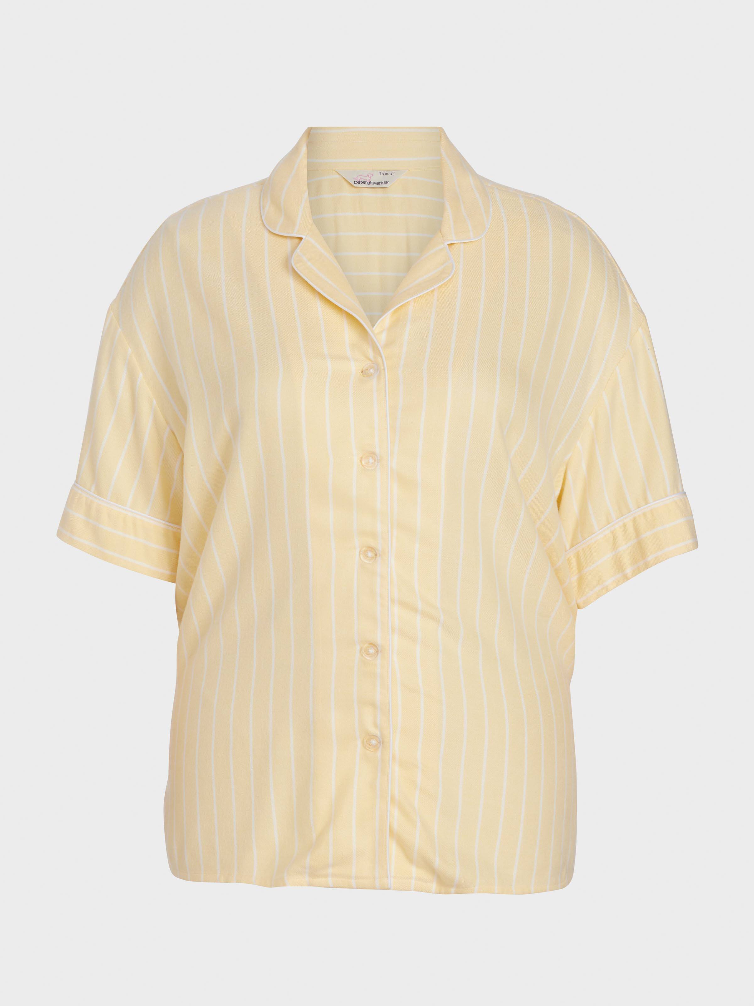 P.A. Plus Yellow Stripe Viscose Flannelette Short Sleeve Shirt