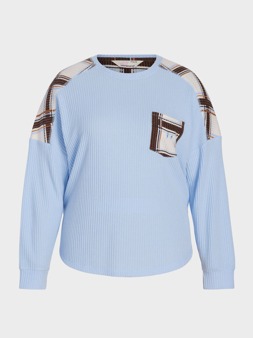 P.A. Plus Brushed Waffle Check Oversized Long Sleeve Top