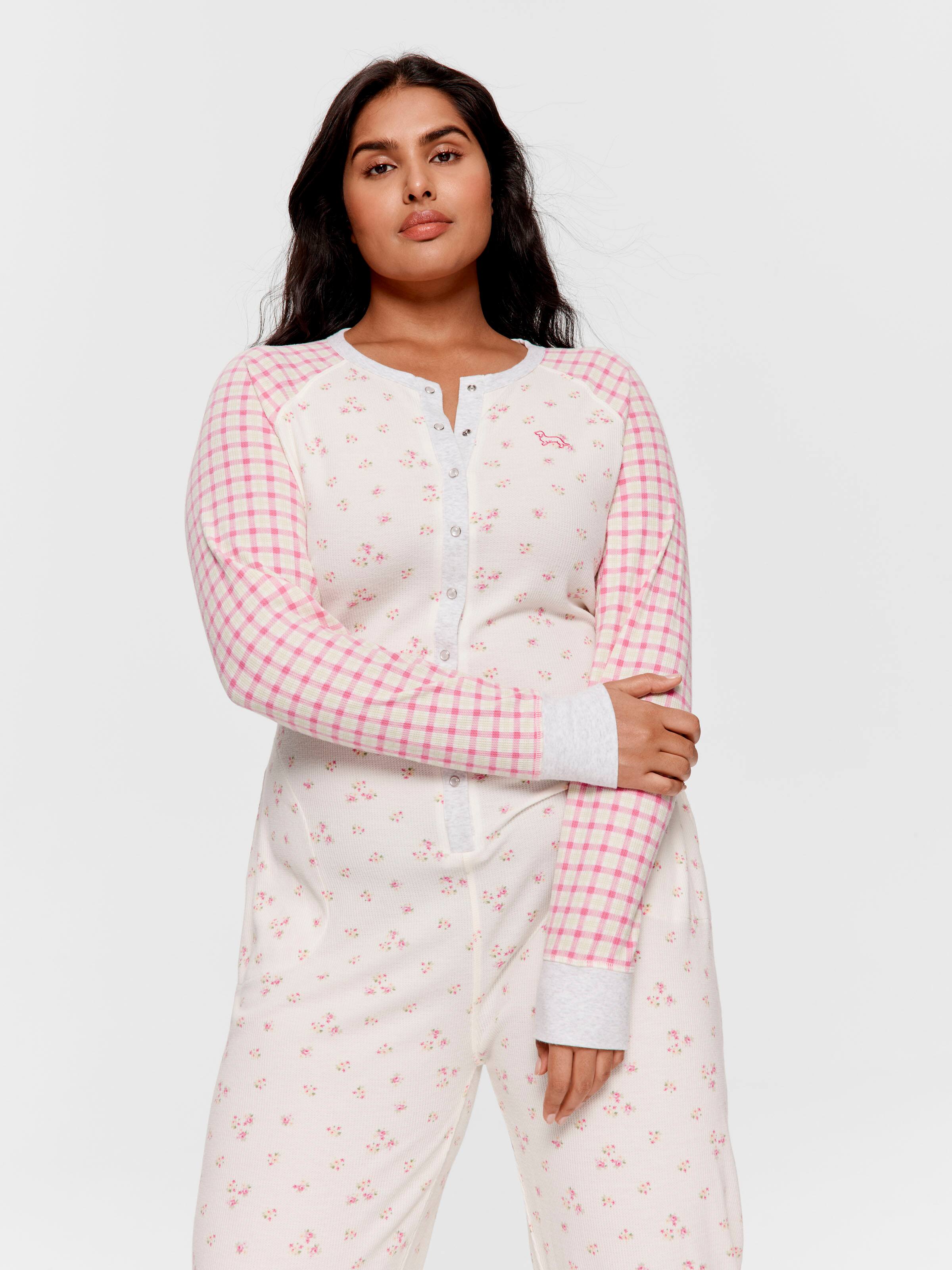P.A. Plus Waffle Contrast Print Onesie